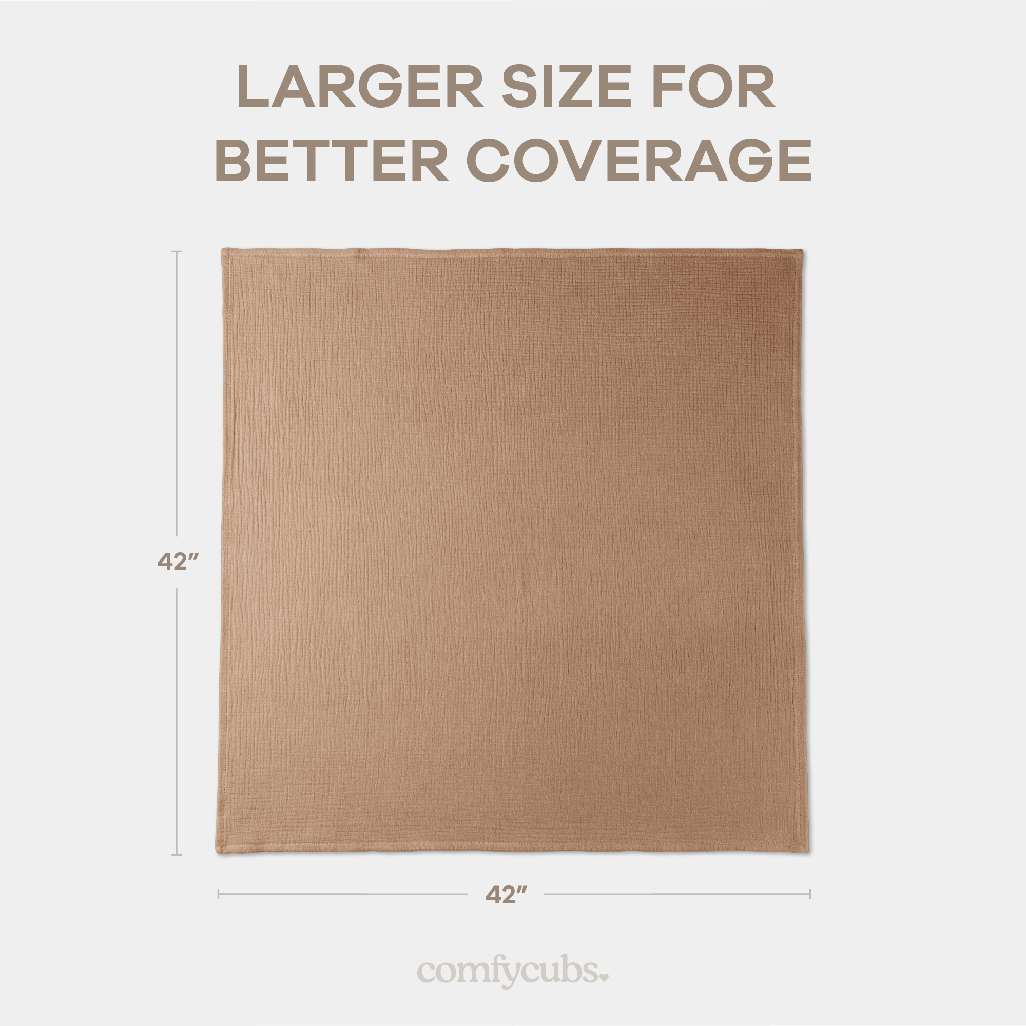 Muslin Swaddle Blankets, 42” x 42” (Sand, Cedar, Caramel,  Pack of 3)