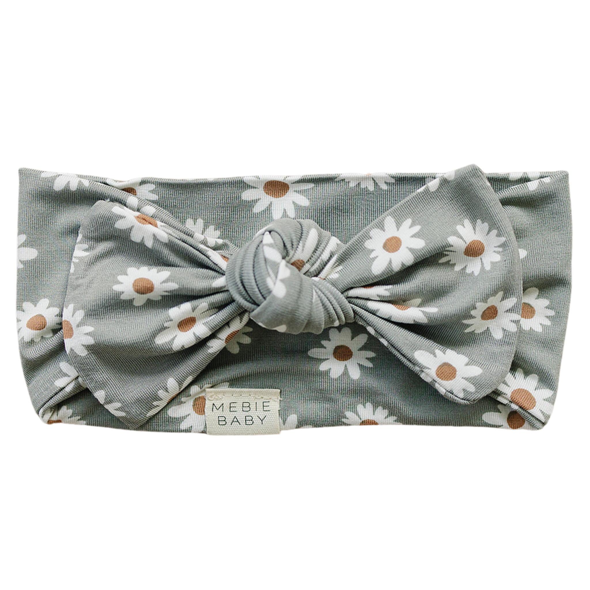 Light Green Daisy Bamboo Head Wrap  Mebie Baby   