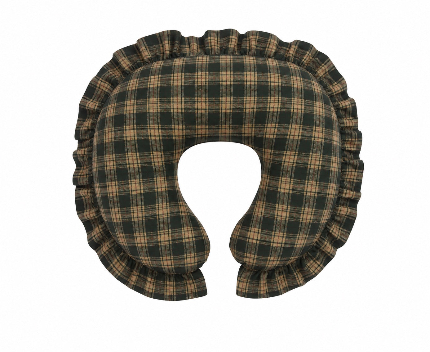 Green Plaid Ruffle Nursing Pillow Cover