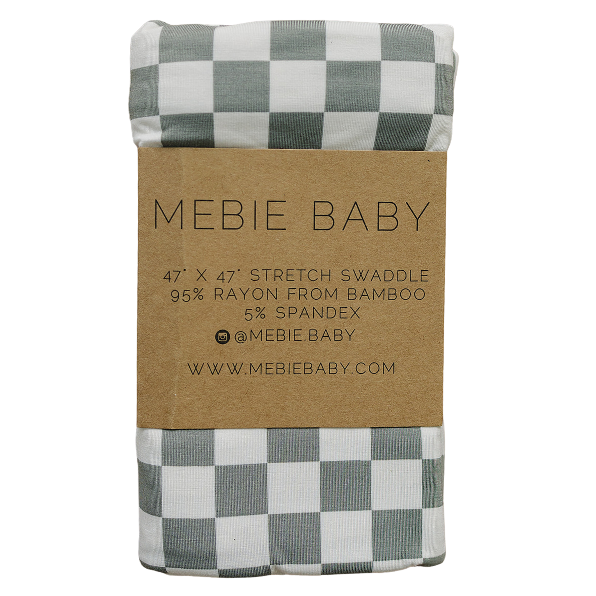 Light Green Checkered Bamboo Stretch Swaddle  Mebie Baby   