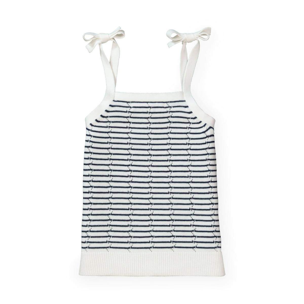 Pointelle Stripe Sweater Tank - Navy Mini Stripe