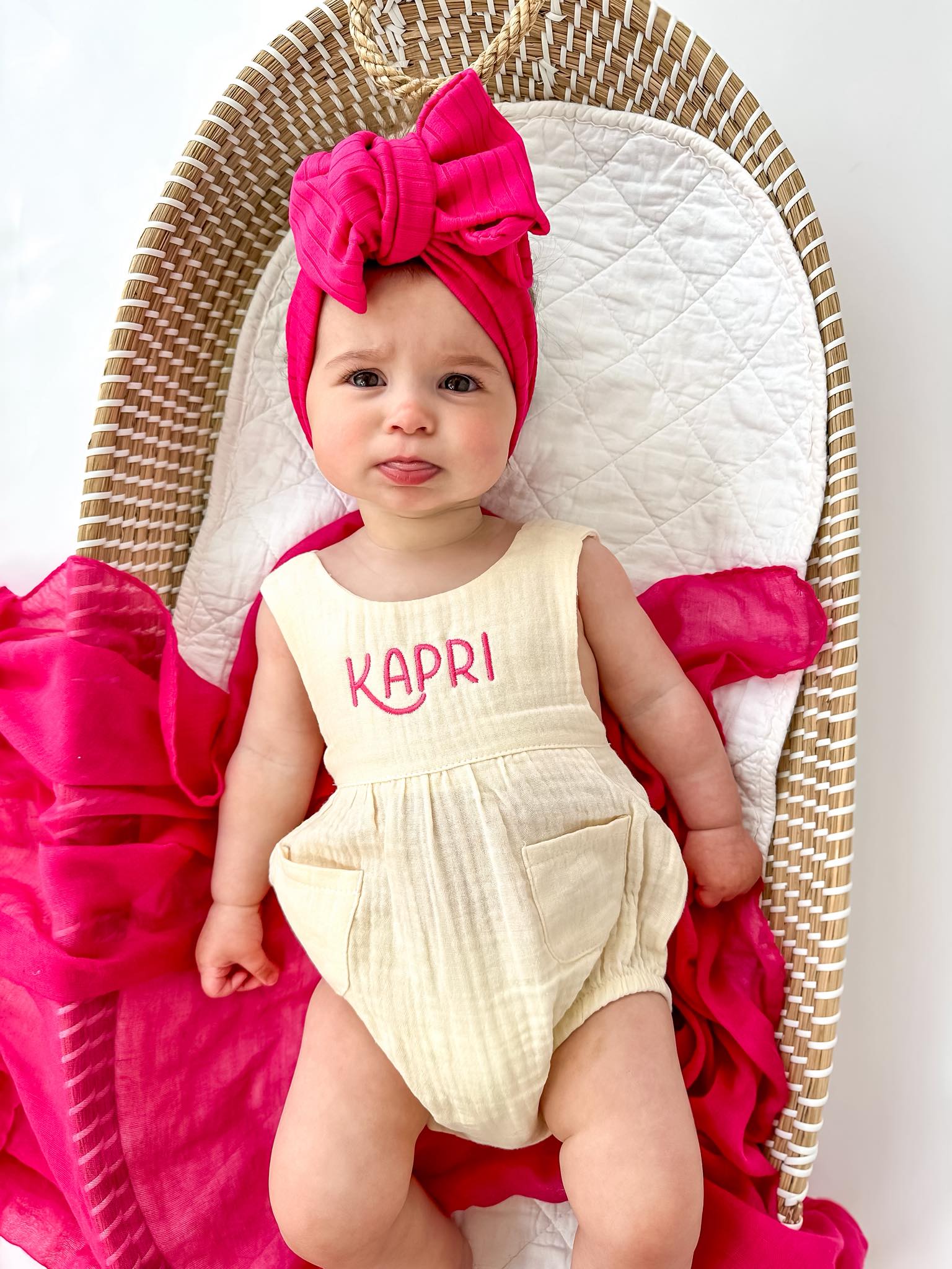 Custom Embroidered Organic Cotton Bubble Romper - more colors