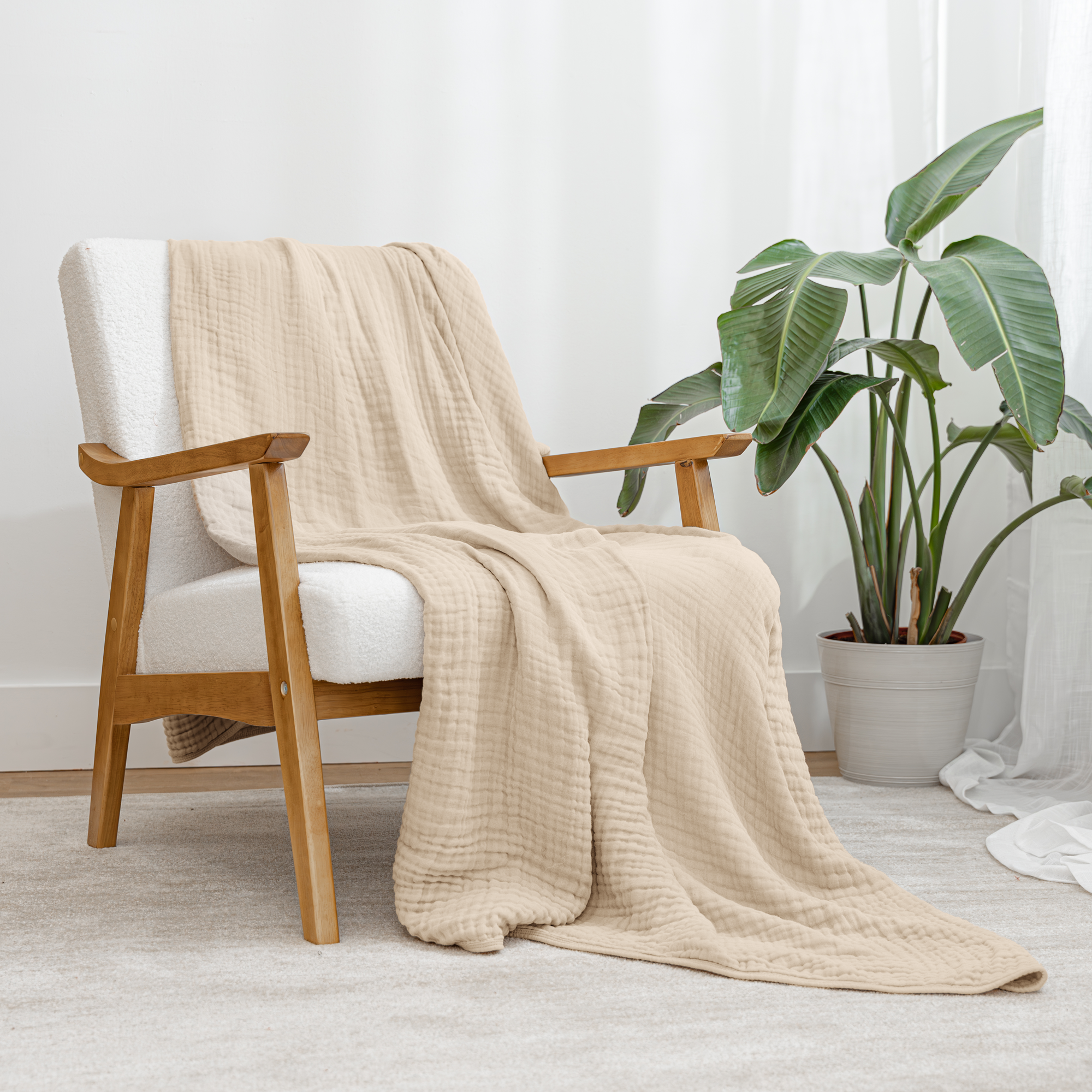 Adult Muslin Blanket in Sand