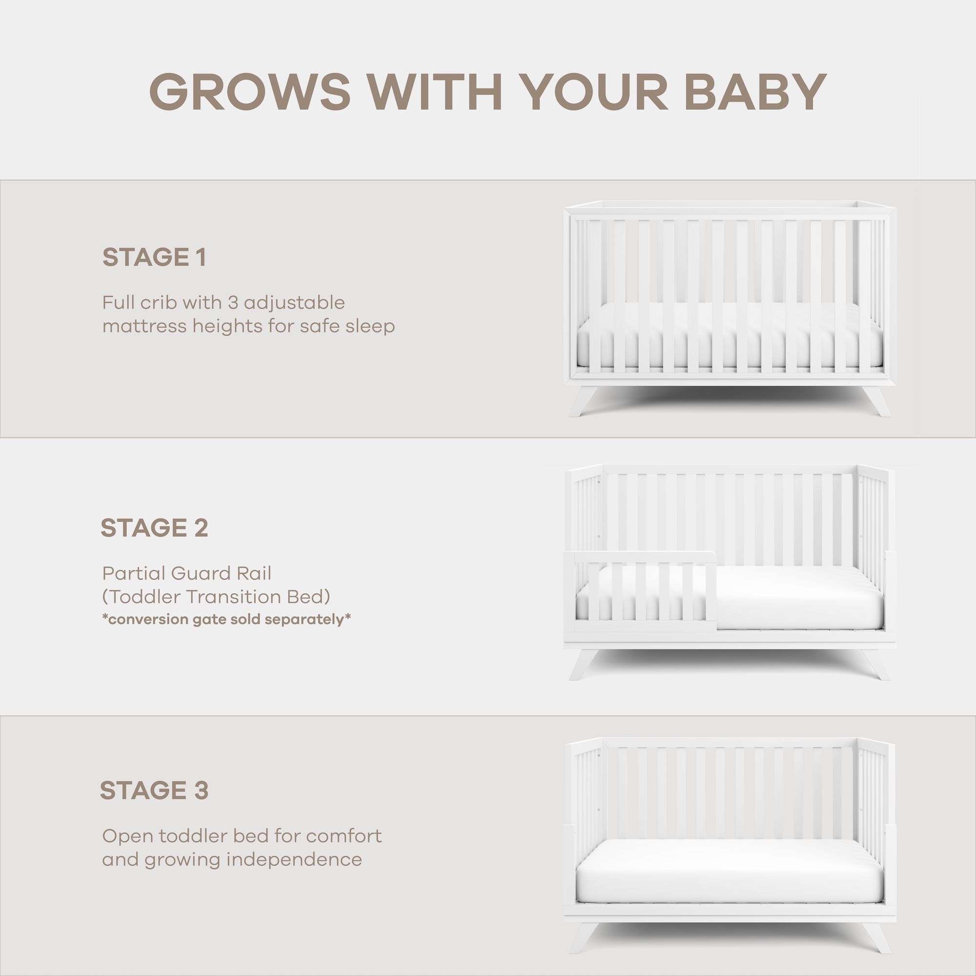 Baby Crib for 0 to 3 Years - All White