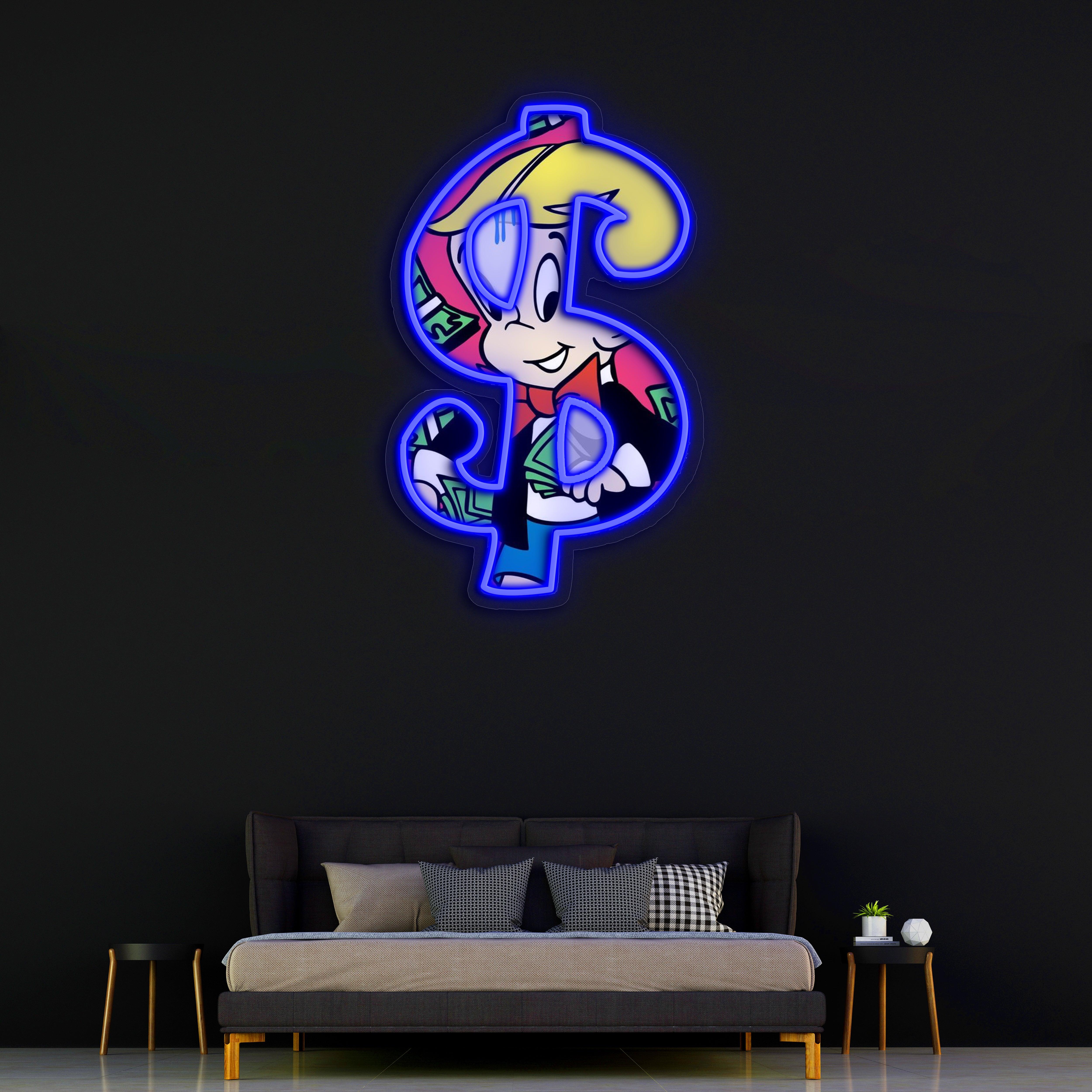 UV Printed Neon Richie Rich , Richie RichNeon Wall Art, Neon Light Sign, Custom Neon Sign, UV Print Neon Sign,Acrylic Neon Sign,Neon Gifts