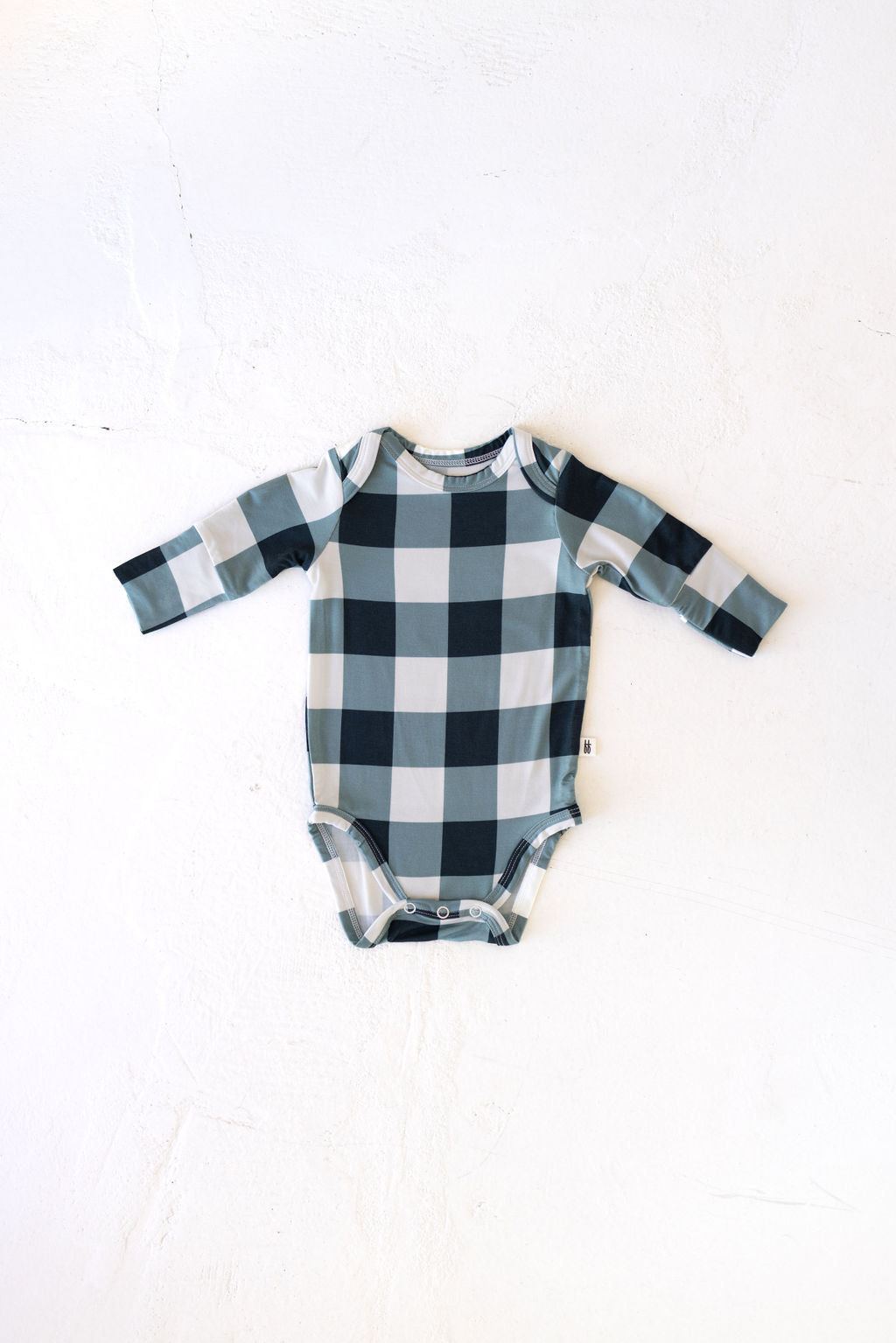 Long Sleeve Bamboo Snapsuit | Evergreen Gingham