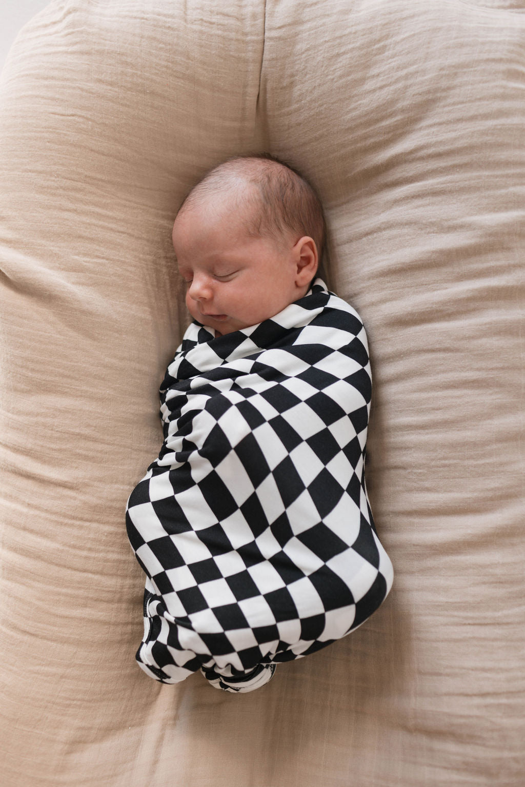 Bamboo Swaddle | Black & White Wavy Checkerboard