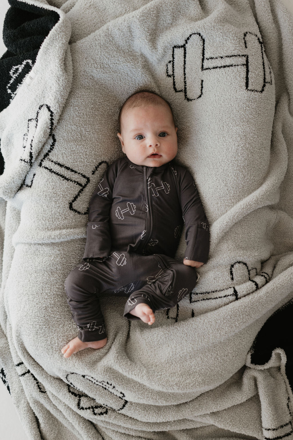 Bamboo Zip Pajamas | Charcoal Arm Day