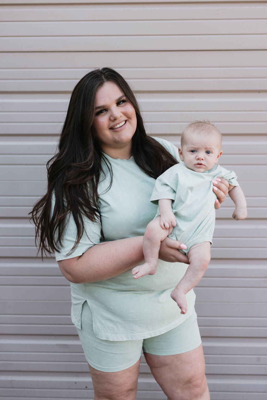 Baby Romper | Vintage Washed Spearmint Romper forever french baby   