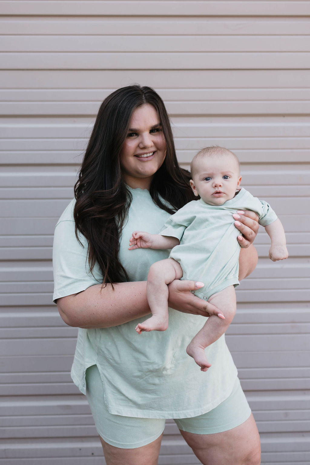 Baby Romper | Vintage Washed Spearmint Romper forever french baby   