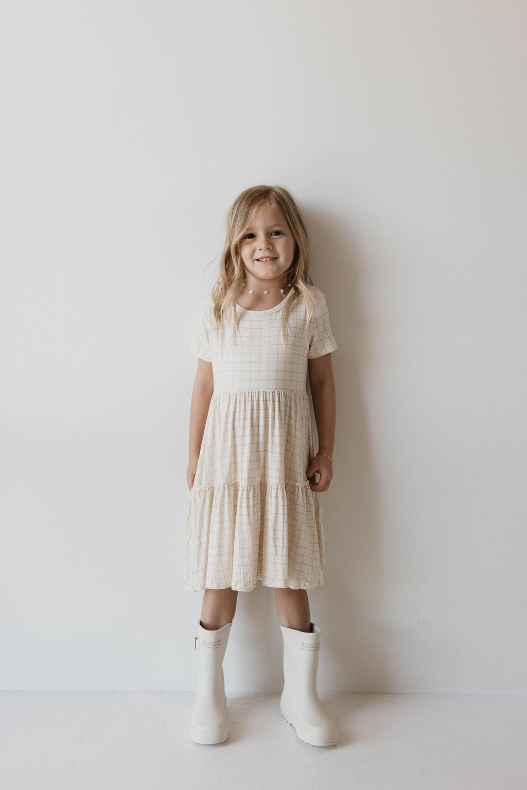 Bamboo Dress | Golden Grid Multi Tier Dress dress forever french baby   