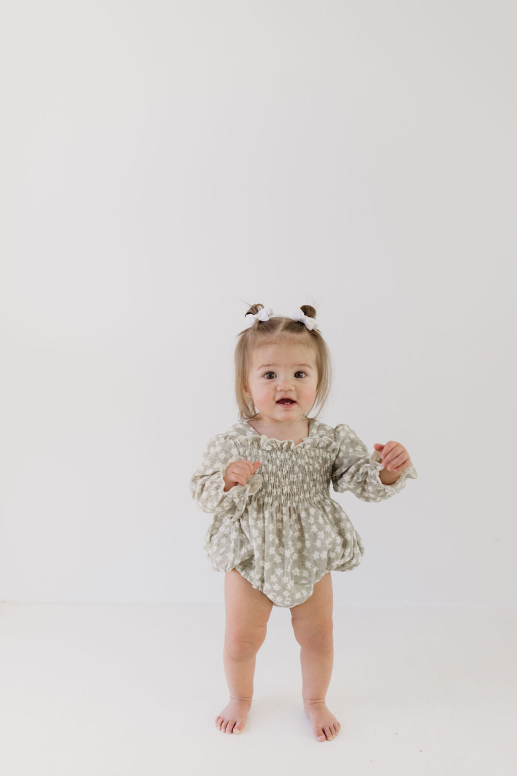 Ruffle Romper | French Gray Floral