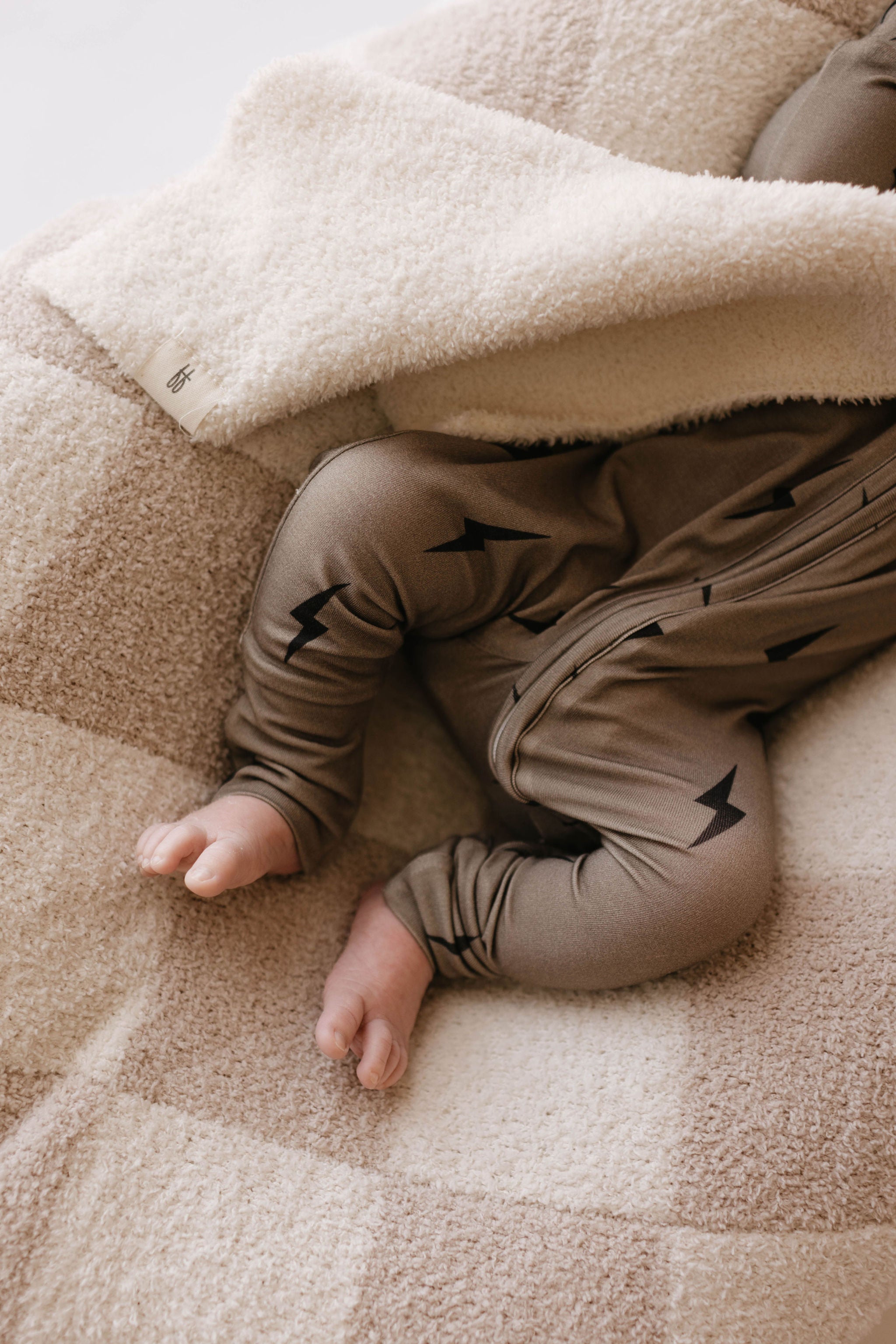 Bamboo Zip Pajamas | Brown & Black Lightning Bolt