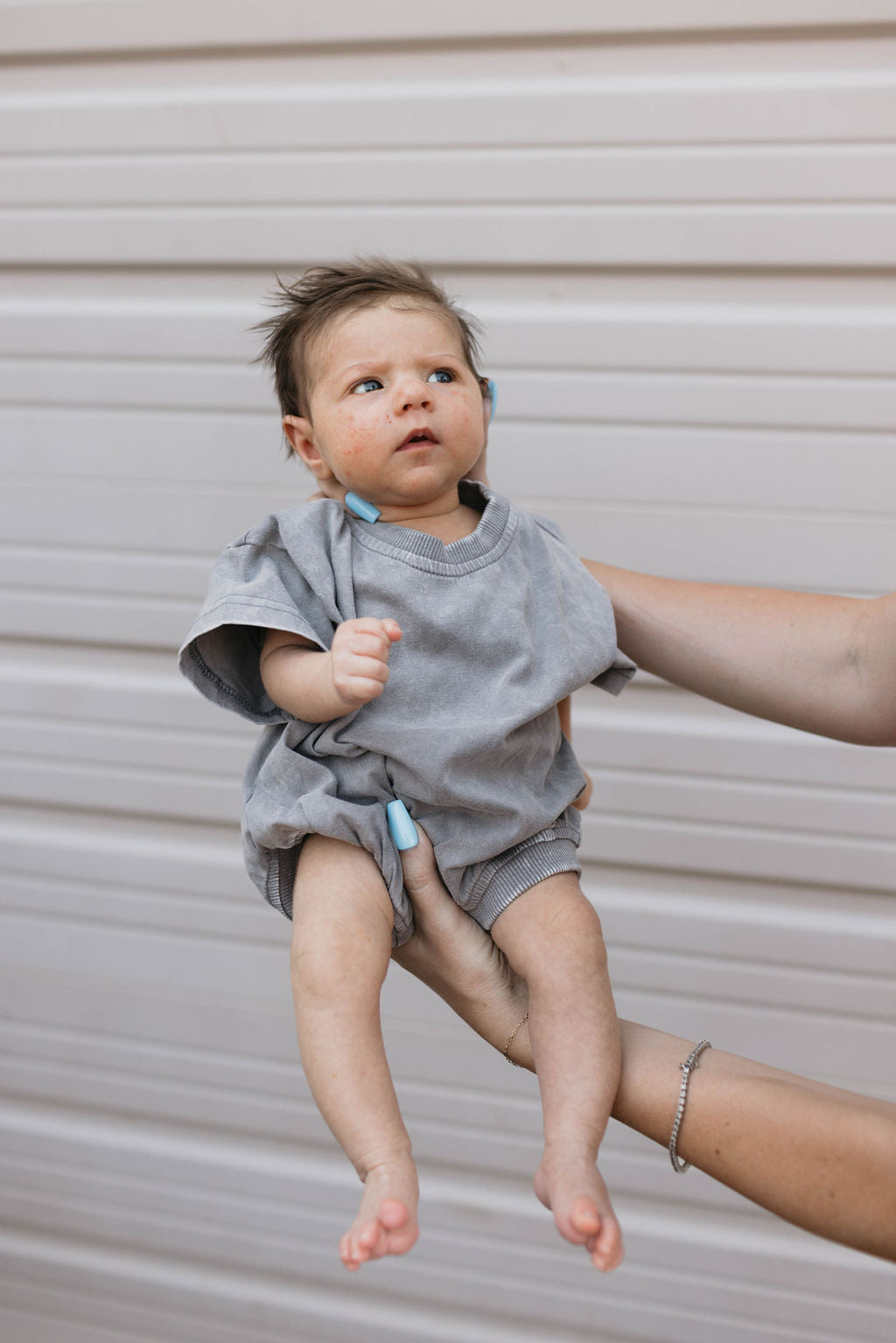 Baby Romper | Vintage Washed Steel Romper forever french baby   