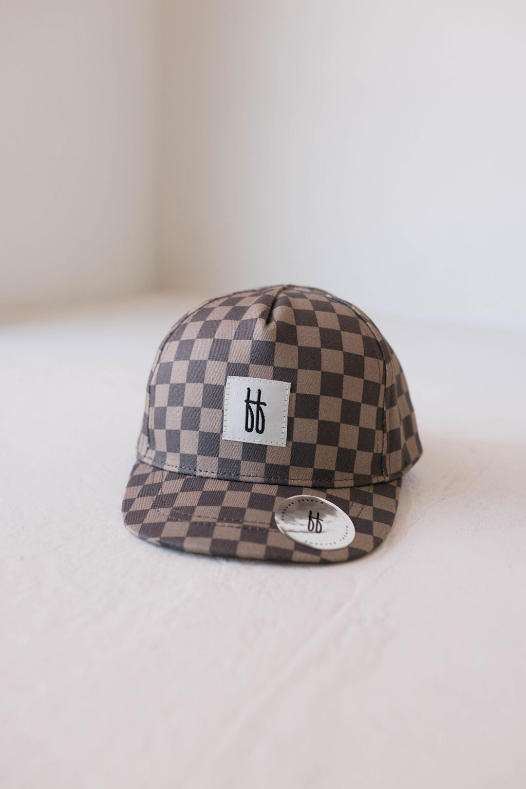 Children's Trucker Hat | Faded Brown Checkerboard