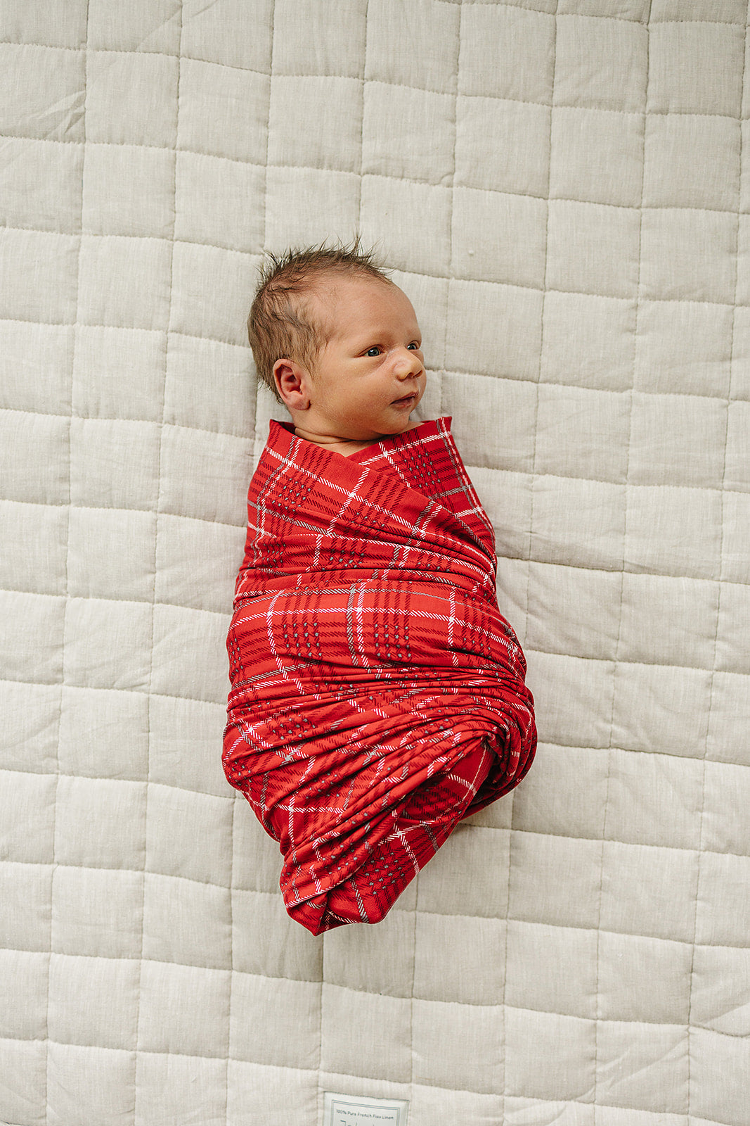 Red Plaid Stretch Swaddle  Mebie Baby   