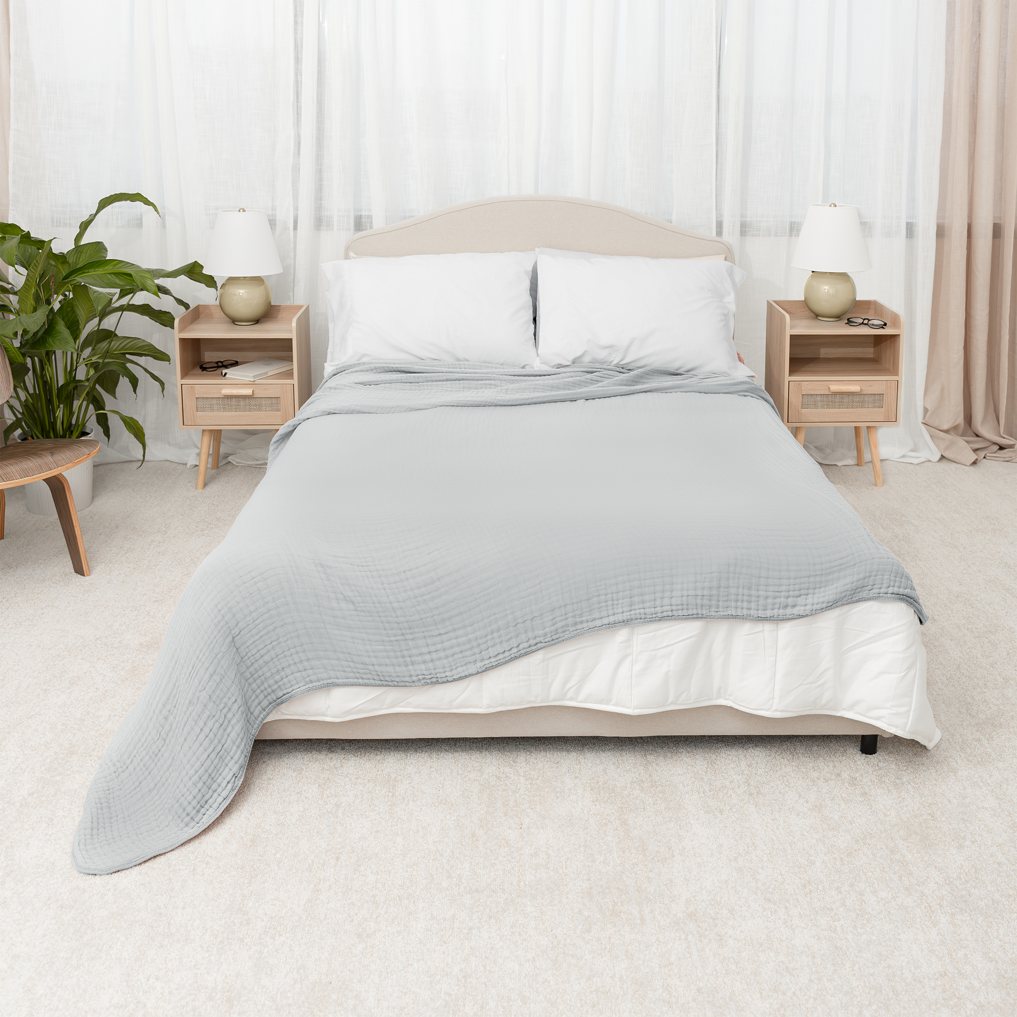 Adult Muslin Blanket in Heather Blue