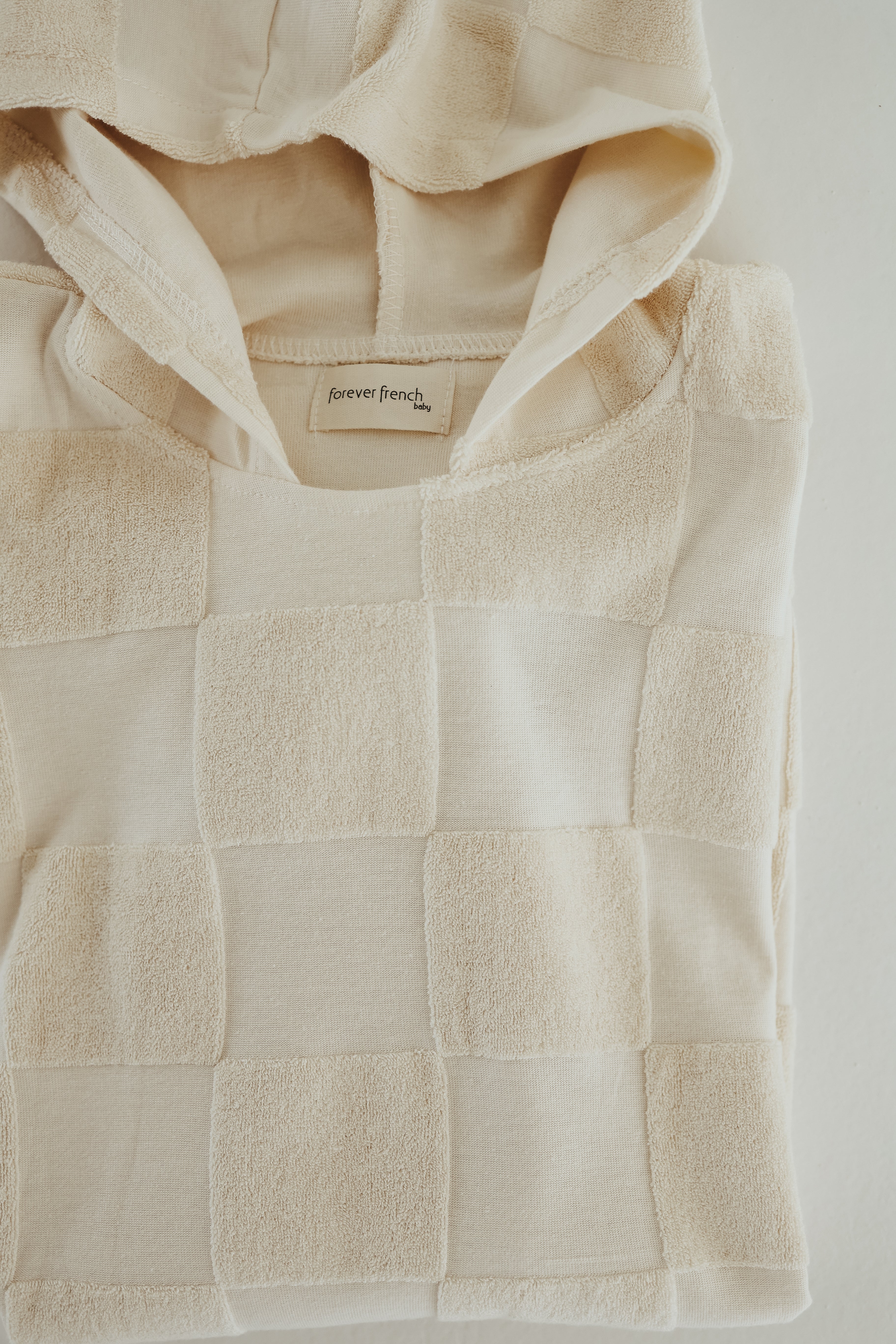 Hooded Towel | Cream Checkerboard