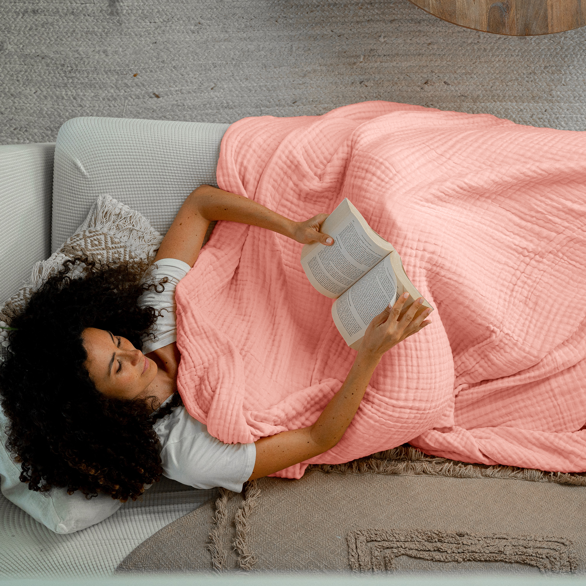 Adult Muslin Blanket by Comfy Cubs in Lace Pink