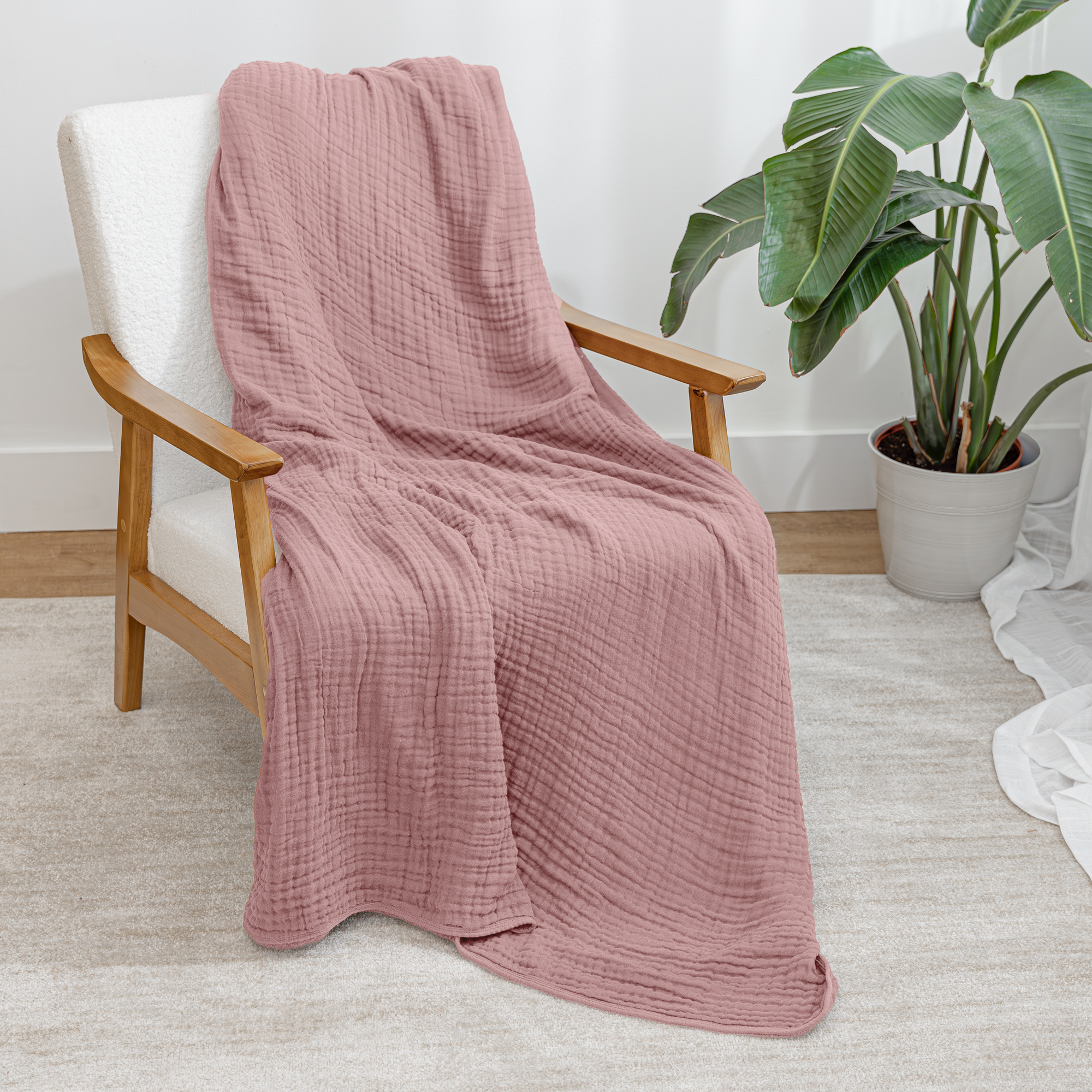 Adult Muslin Blanket in Mauve