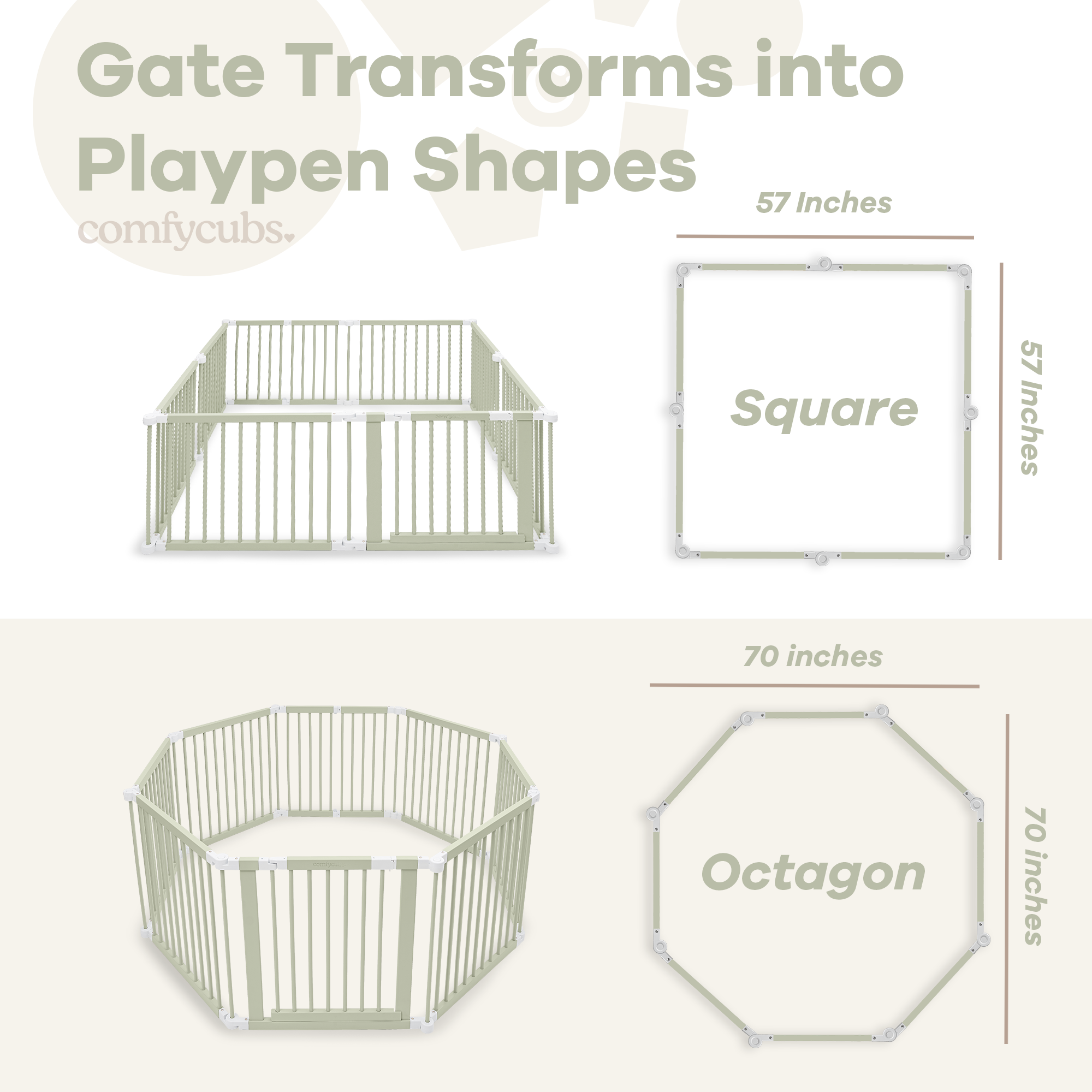 Playpen for Toddler and Babies by Comfy Cubs in Sage