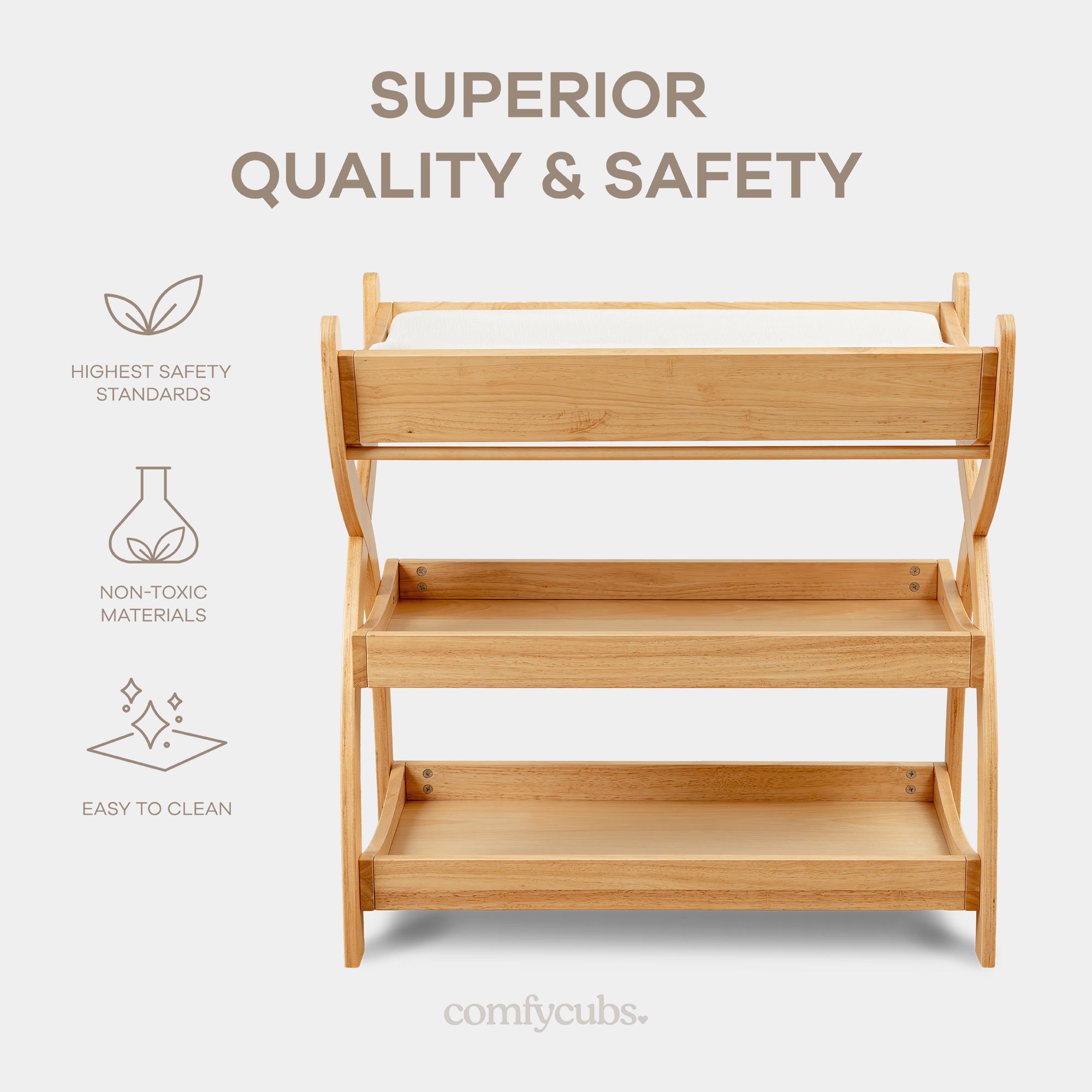 Baby Changing Table by Comfy Cubs - Natural Wood