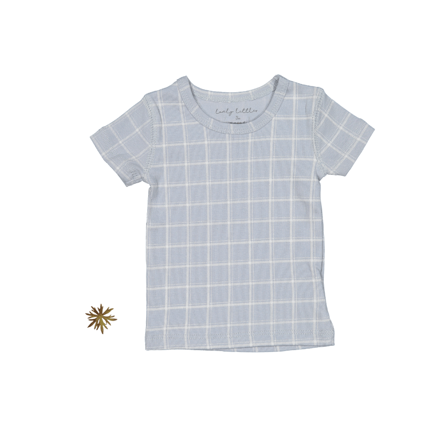 The Printed Short Sleeve Tee - Blue Grid Short Sleeve Tee Lovely Littles   