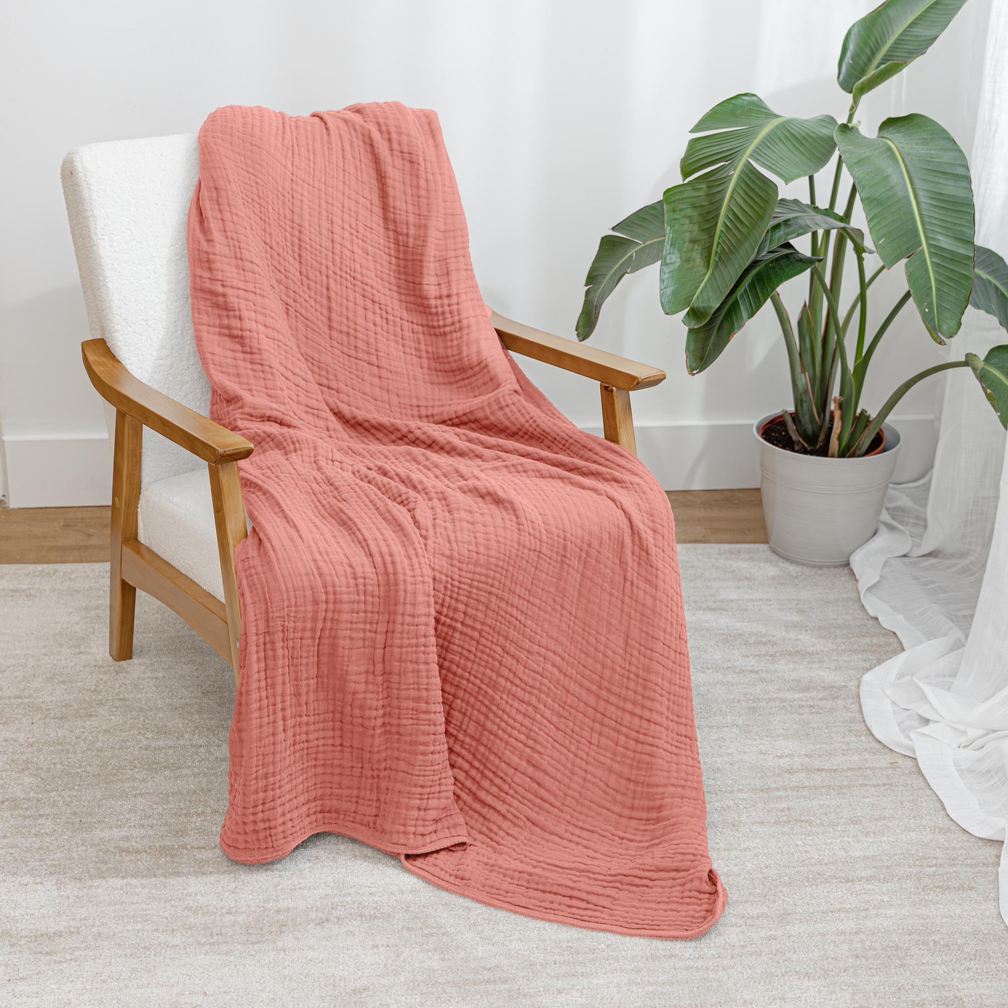 Adult Muslin Blanket in Dusty Rose