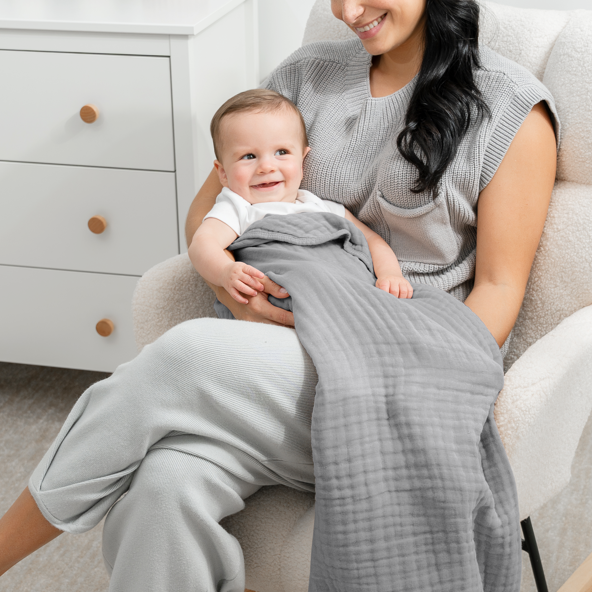 Baby Muslin Blanket in Heather Blue