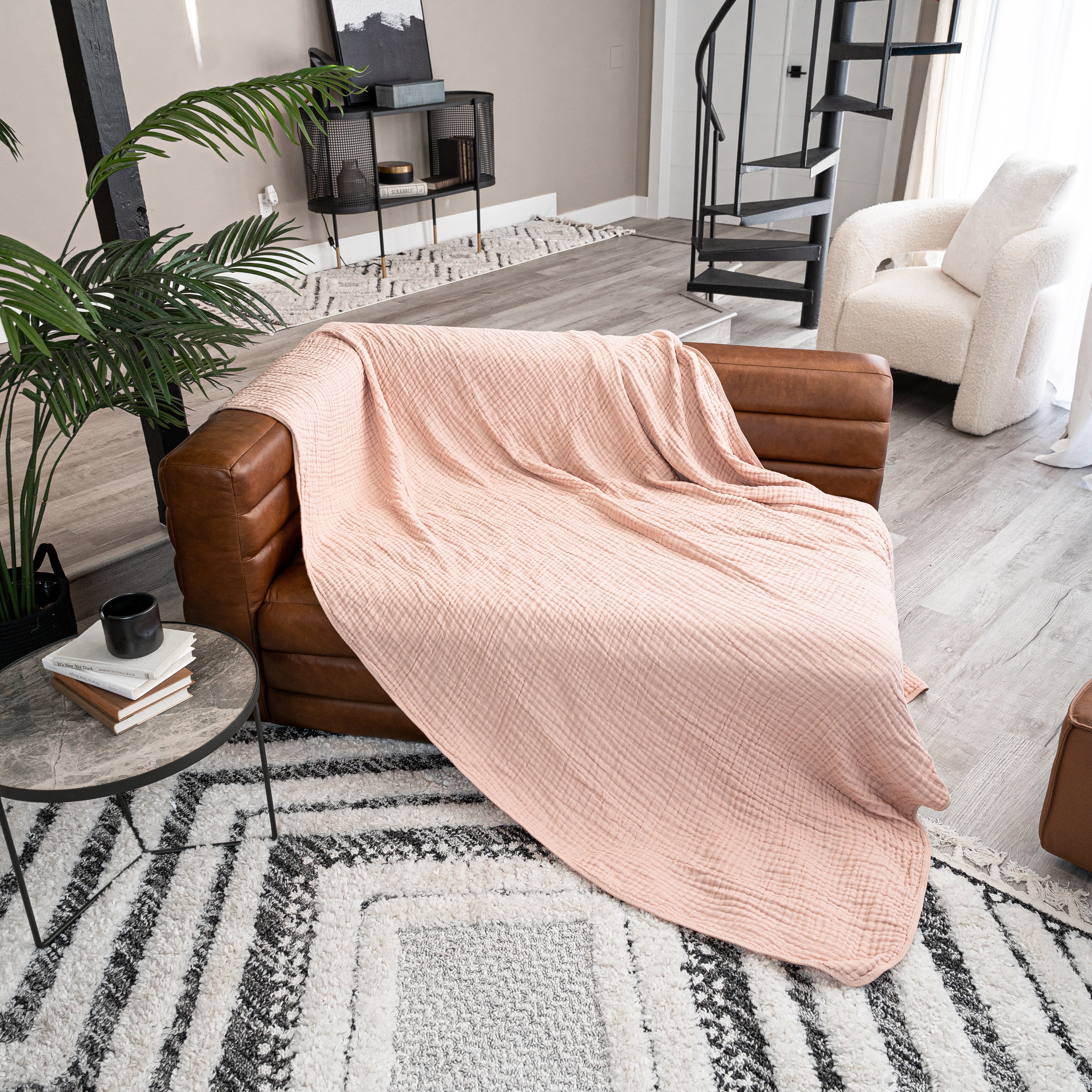 Adult Muslin Blanket in Blush