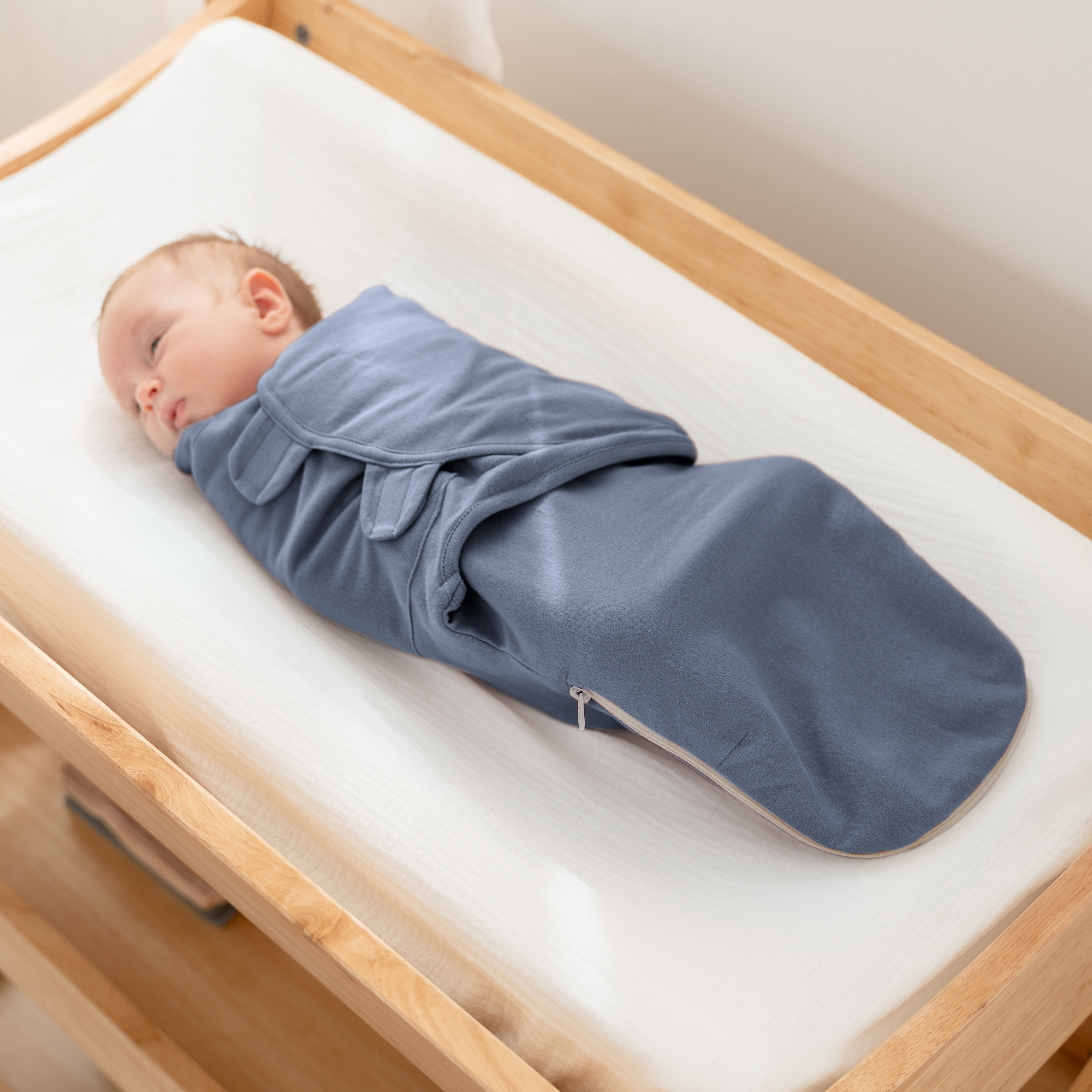 Easy Swaddle Blankets with Zipper in Stone, Pacific Blue, Nomadic Blue