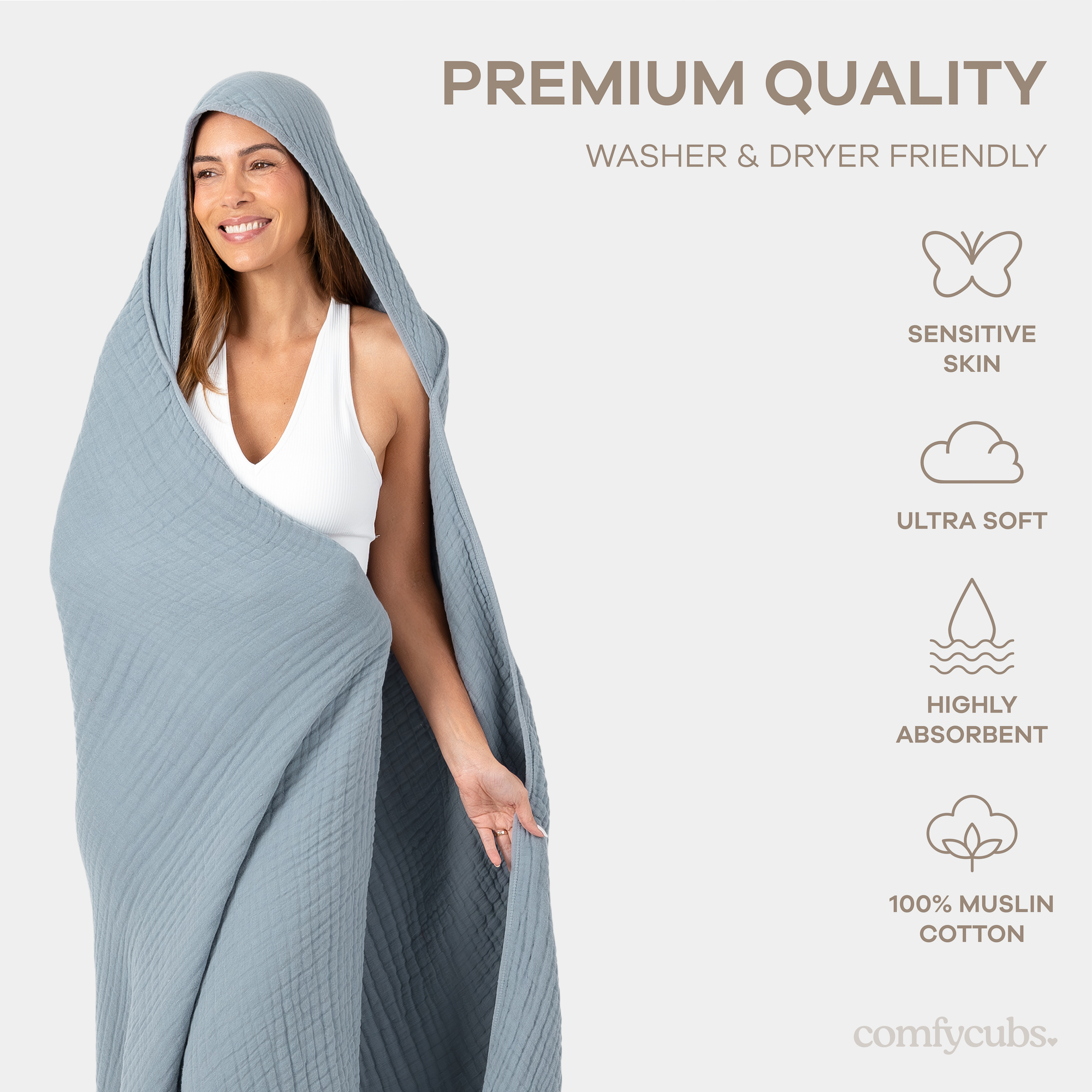 Adult Muslin Hooded Towel