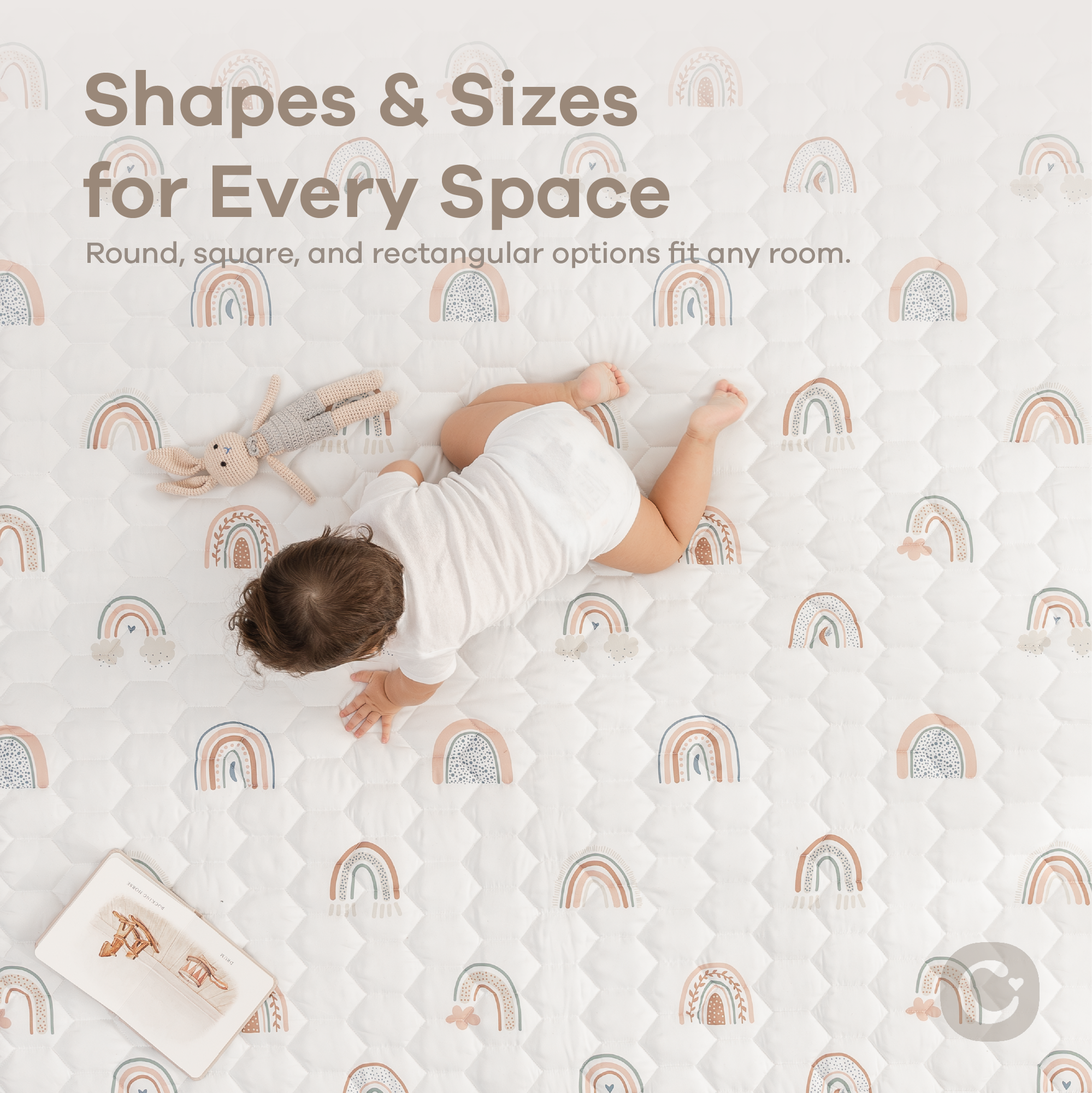 Play Mat with Non-Slip Bottom in Rainbow