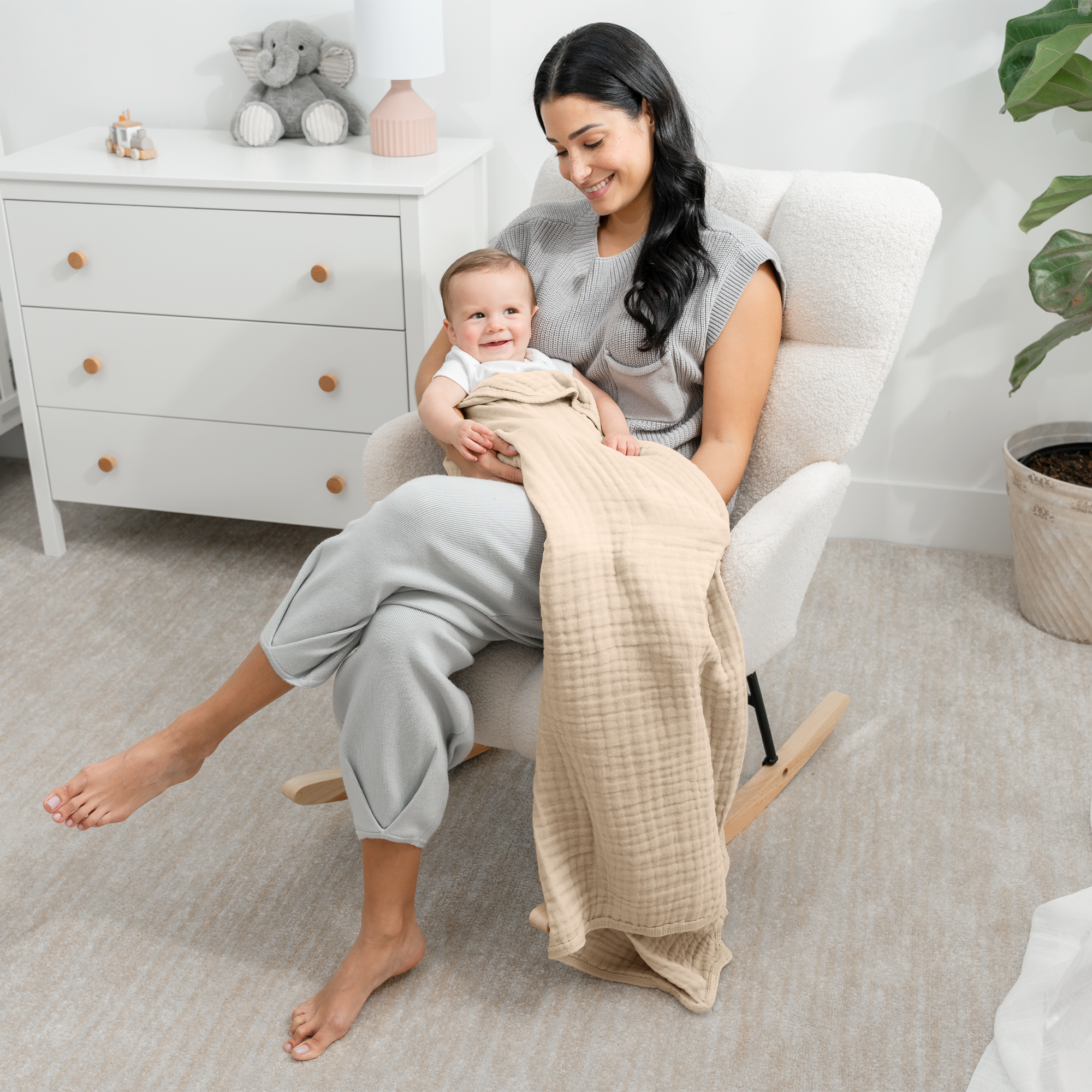 Baby Muslin Blanket by Comfy Cubs in Sand