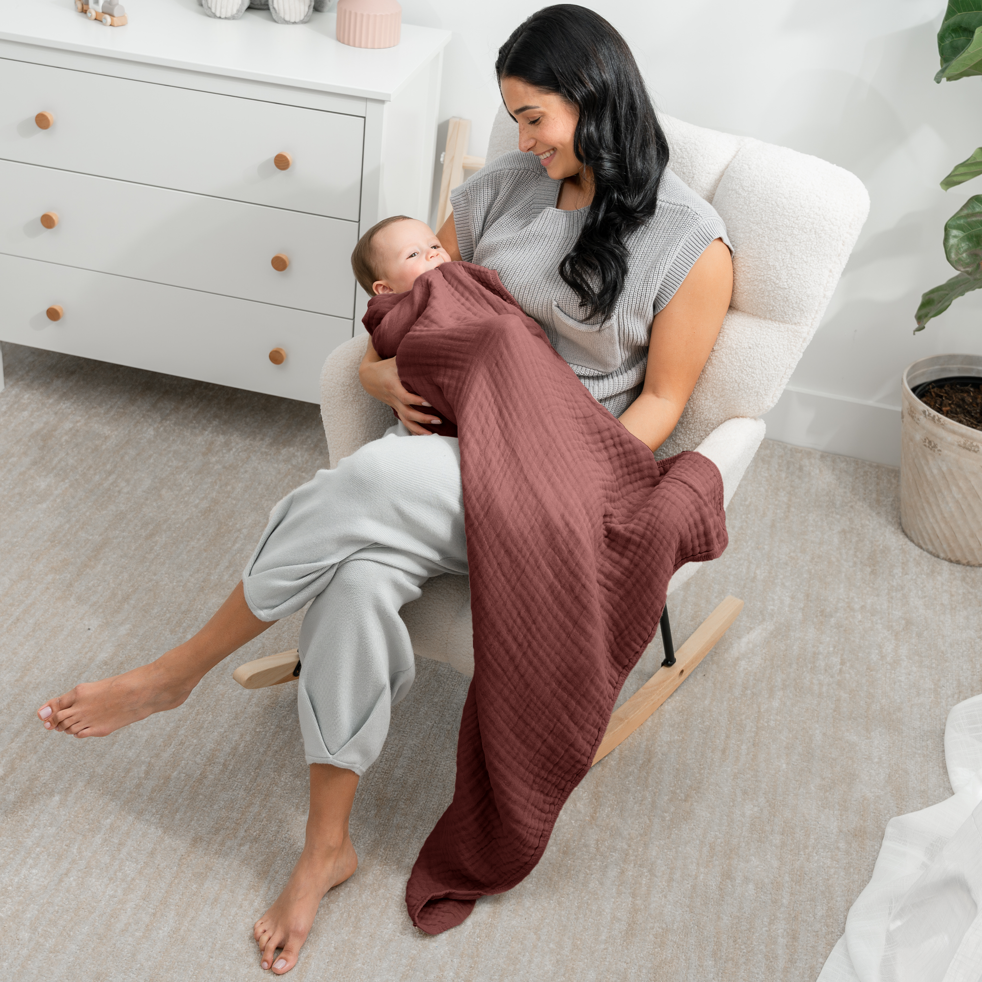 Baby Muslin Blanket in Wine