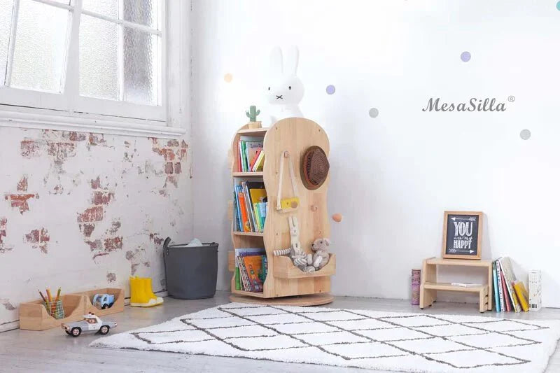 Mesasilla Solid Wood Rotating Bookshelf for Kids - 360 Degree Home Library  MesaSilla USA   