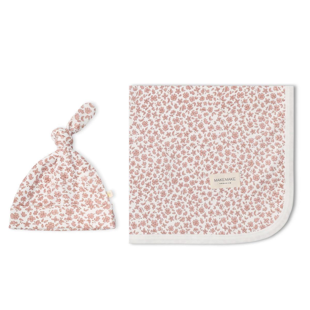 Organic Swaddle Blanket & Hat Set - Wild Petal