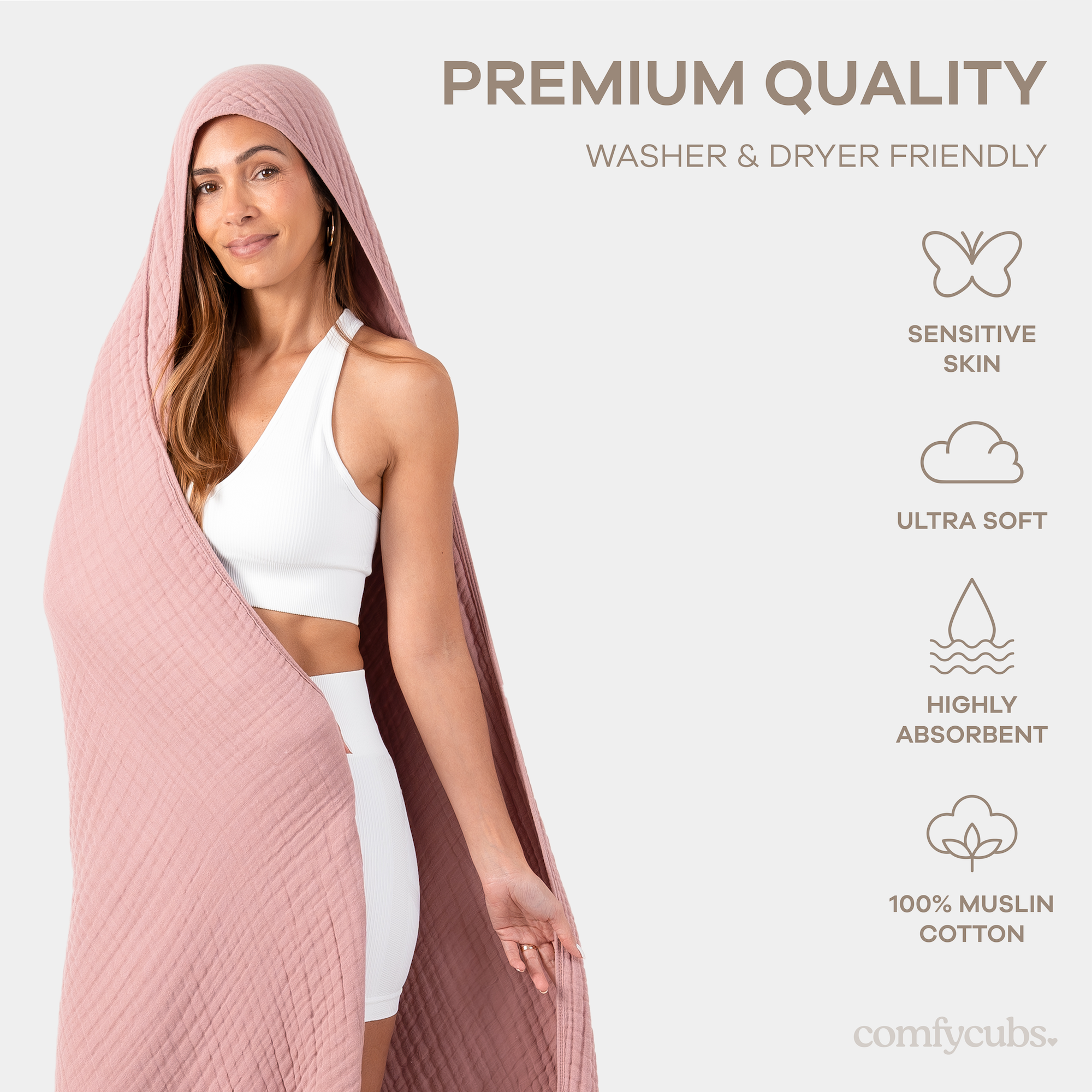Adult Muslin Hooded Towel