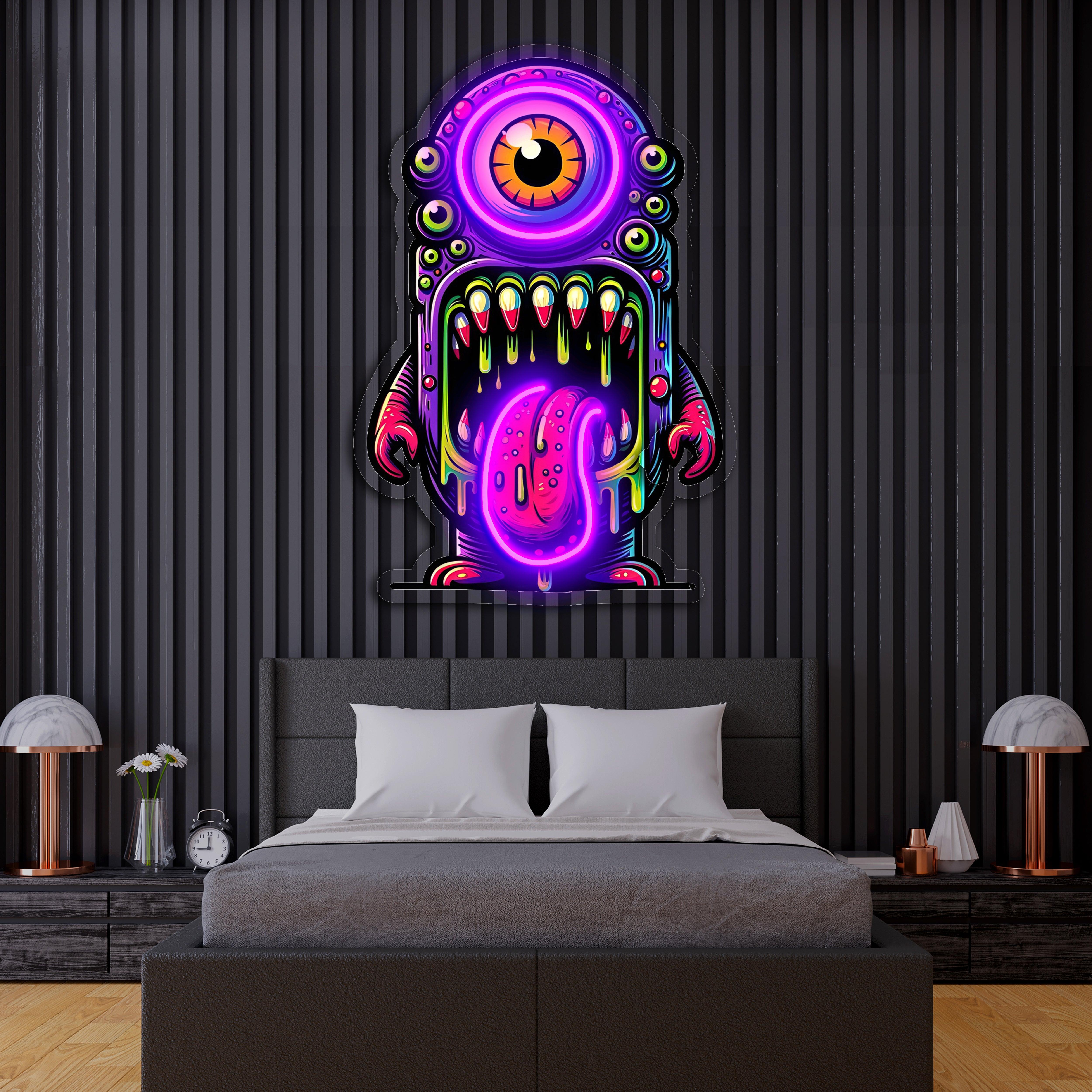 UV Printed Skull Neon Sign, Neon Wall Art, Neon Light Sign, Custom Neon Sign, UV Print Neon Sign, Acrylic Neon Sign, Housewarming Gifts