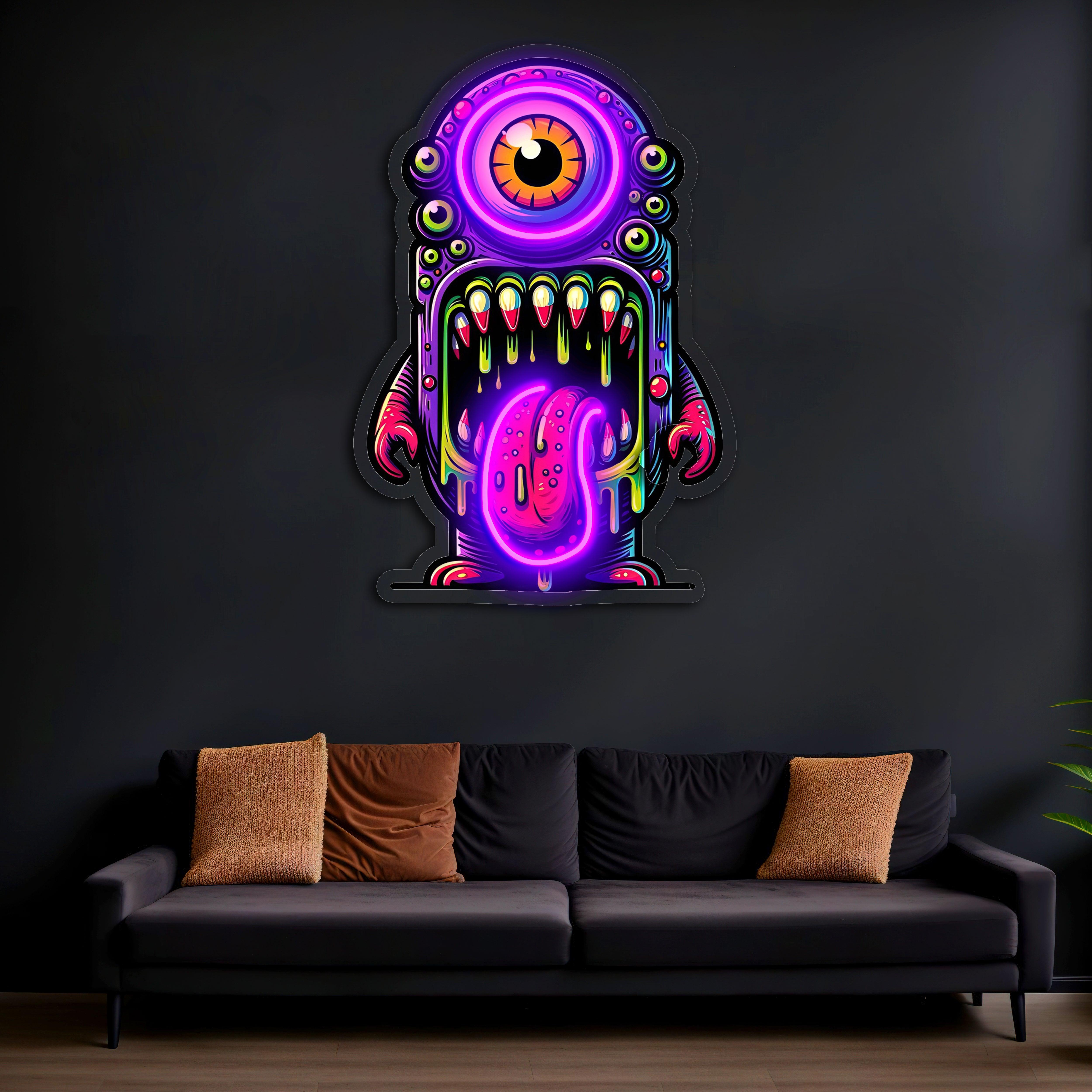UV Printed Skull Neon Sign, Neon Wall Art, Neon Light Sign, Custom Neon Sign, UV Print Neon Sign, Acrylic Neon Sign, Housewarming Gifts