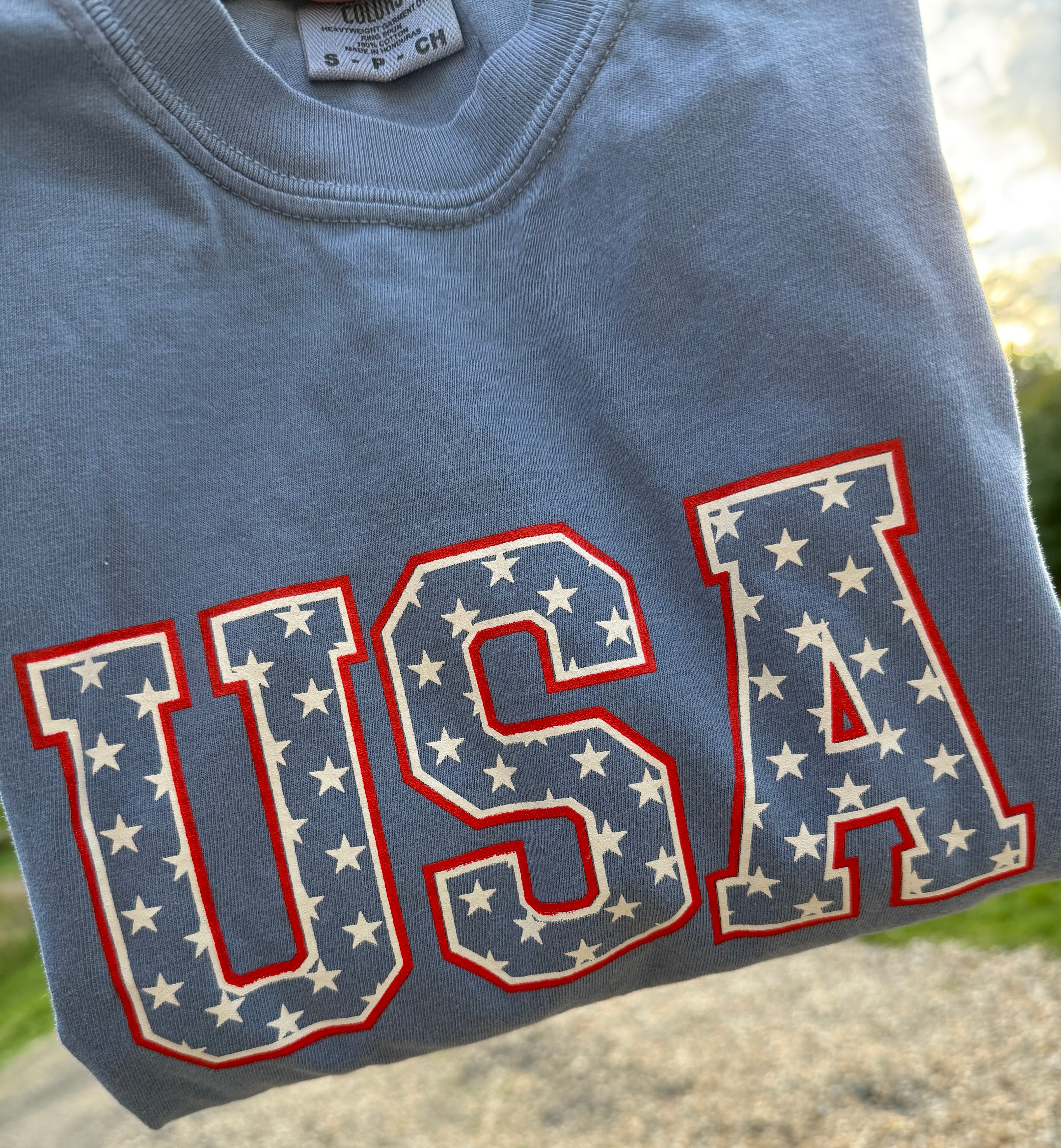Unisex Adult USA Stars on Comfort Colors Tee