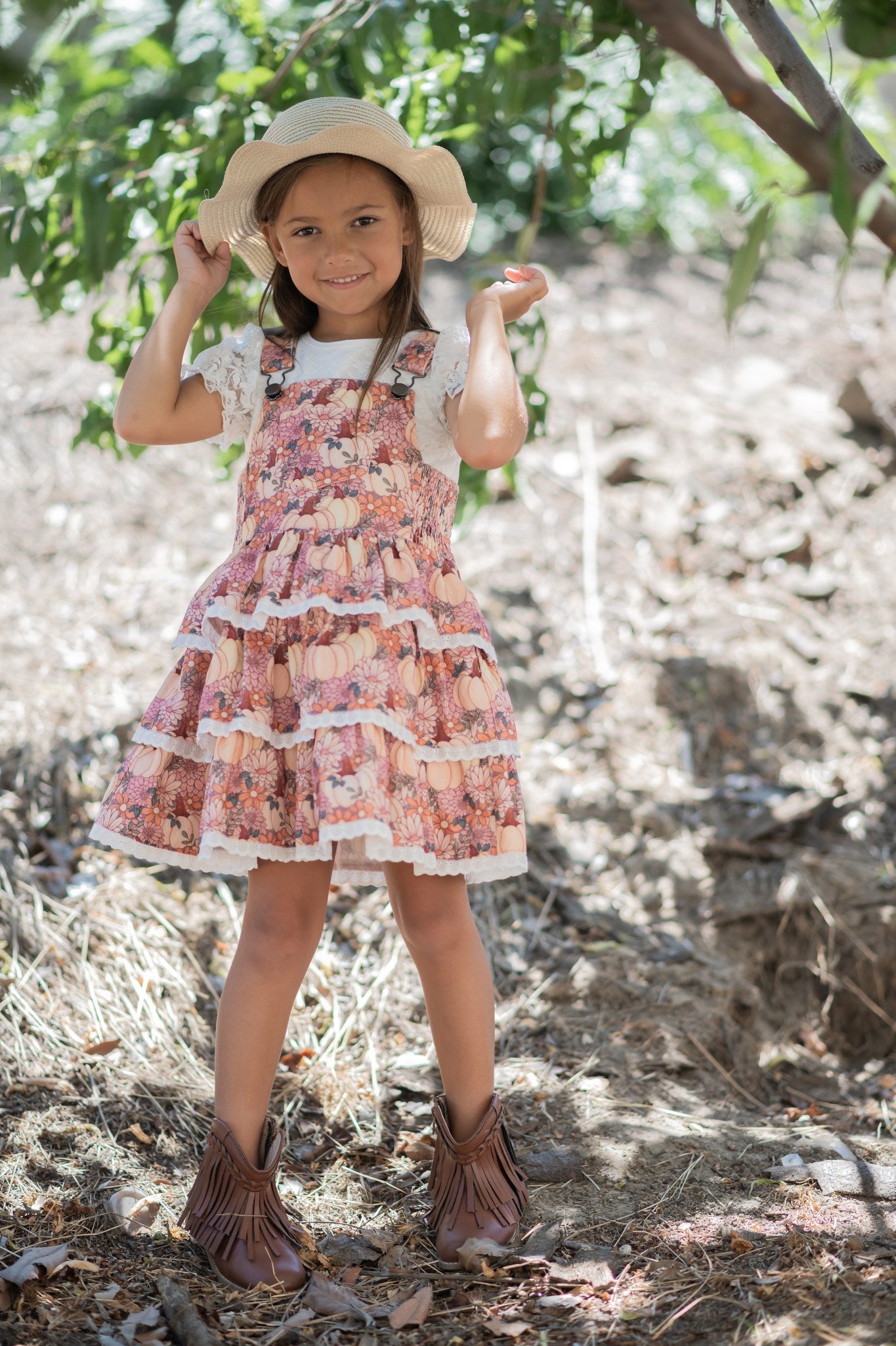 Harvest Blossom Overalls Dress