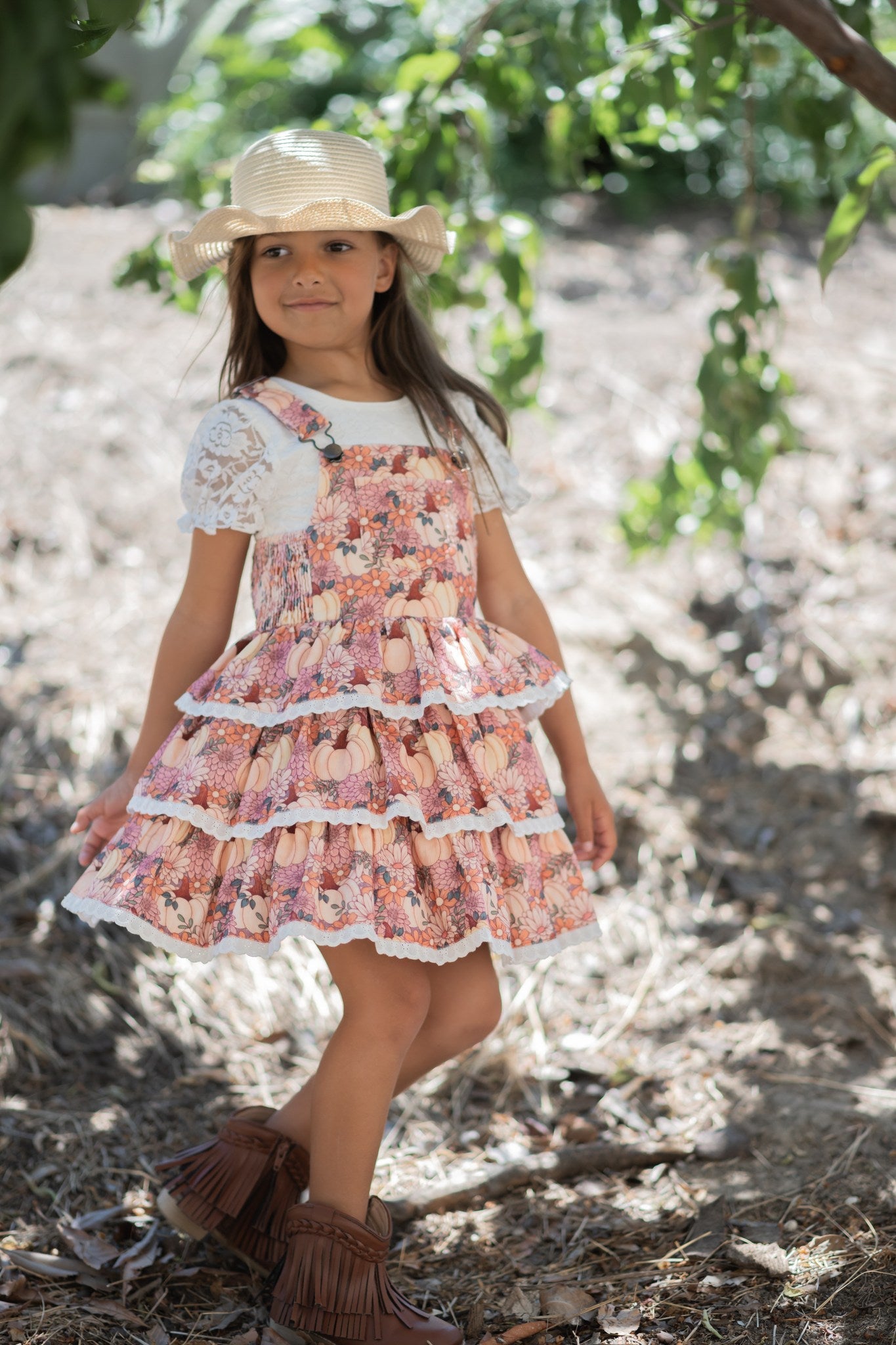 Harvest Blossom Overalls Dress