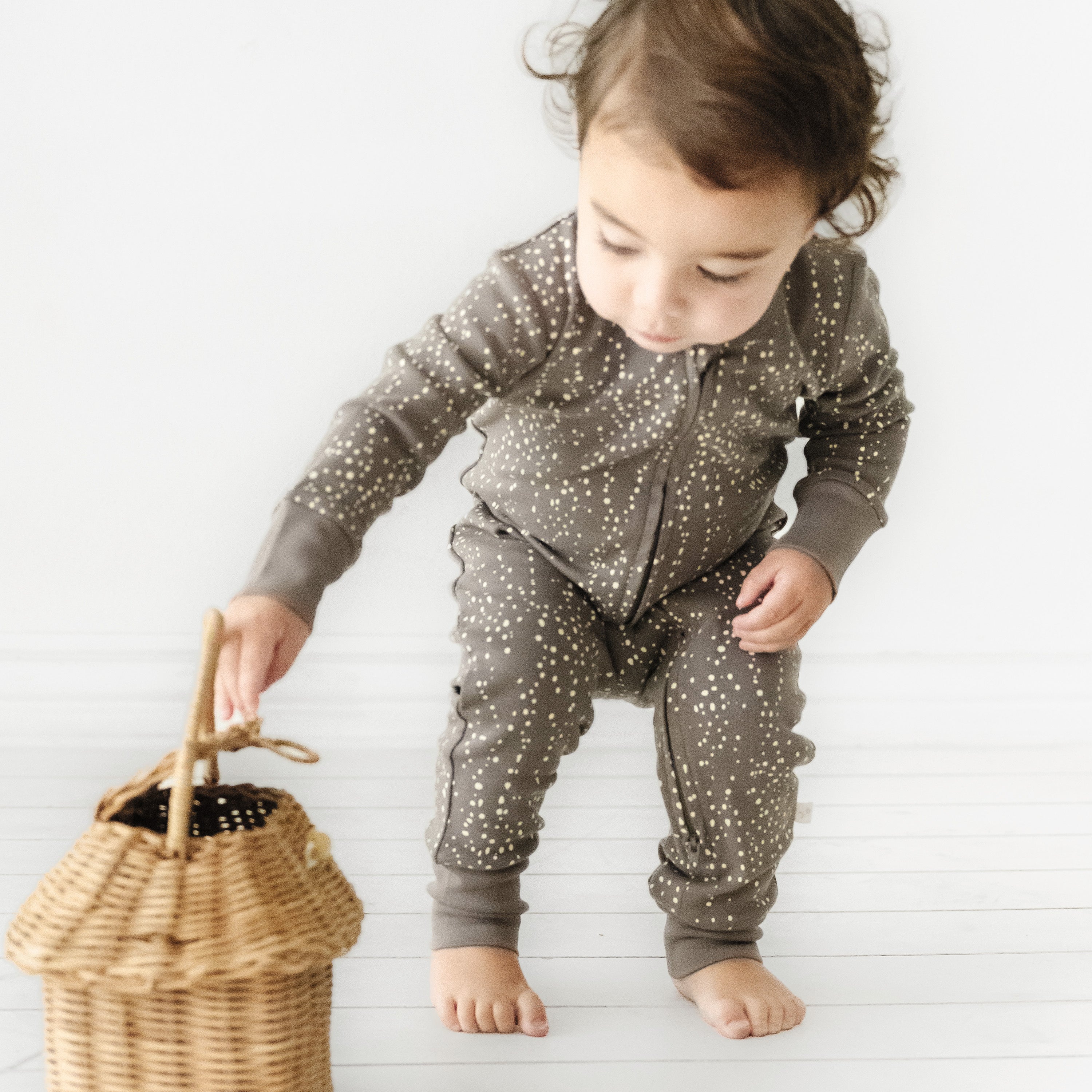 Organic Baby 2-Way Zip Romper - Speckle Zippered Romper Makemake Organics   