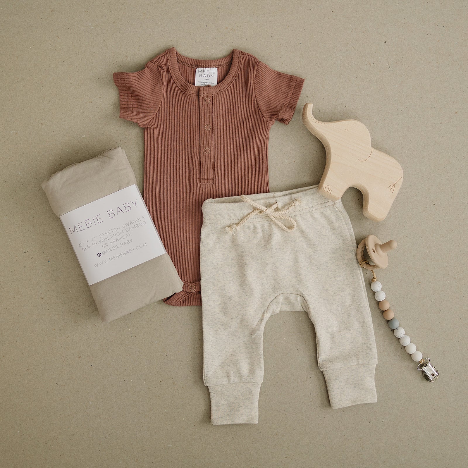 Dusty Rose Organic Cotton Ribbed Snap Bodysuit  Mebie Baby   