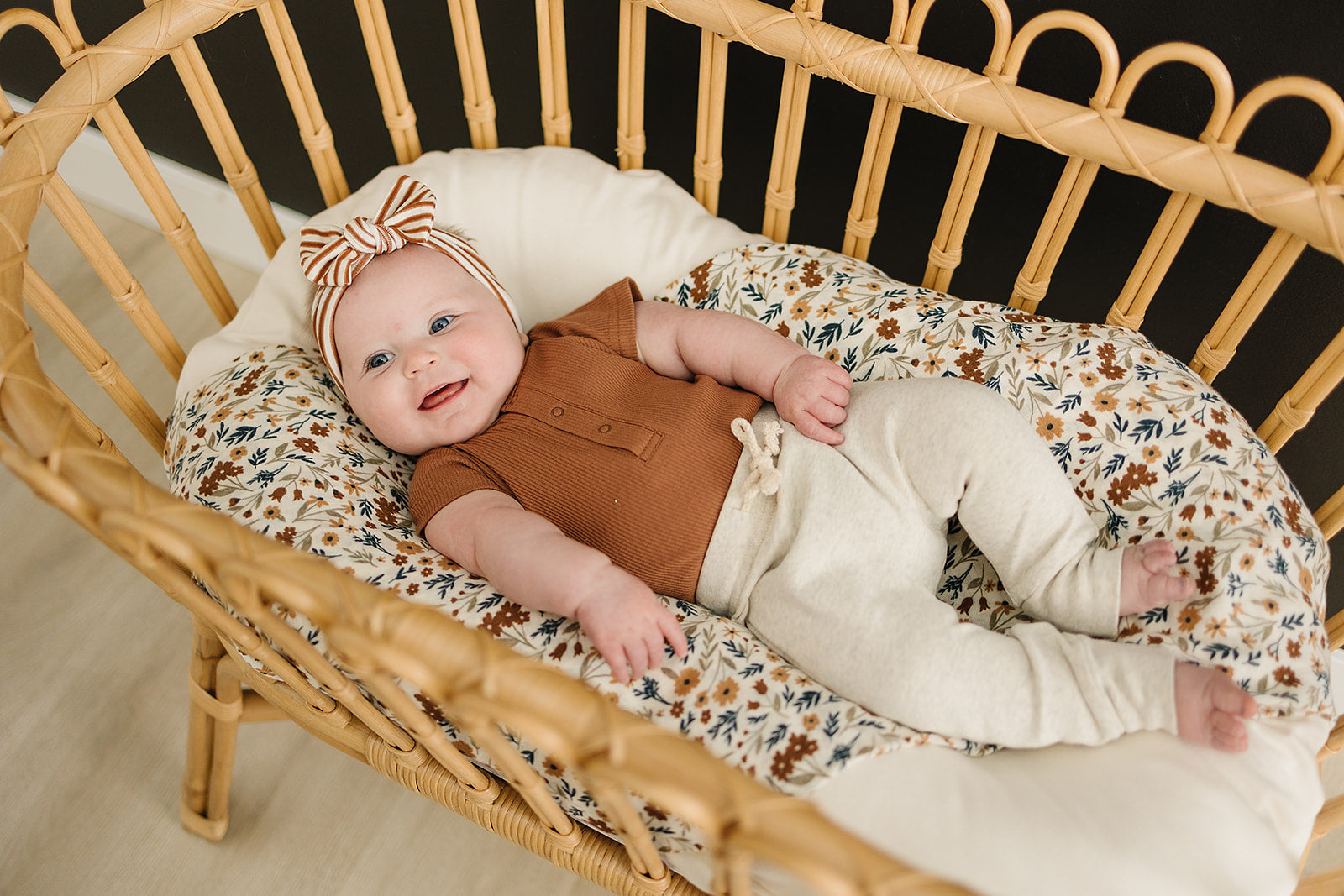 Rust Organic Cotton Ribbed Snap Bodysuit  Mebie Baby   