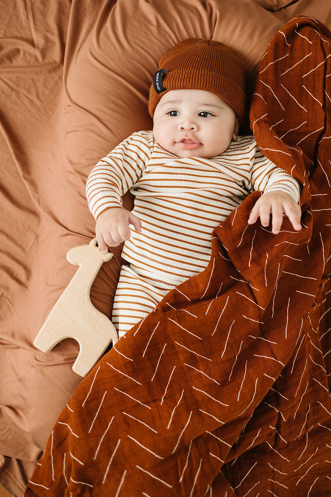 Rust Bamboo Stretch Swaddle  Mebie Baby   