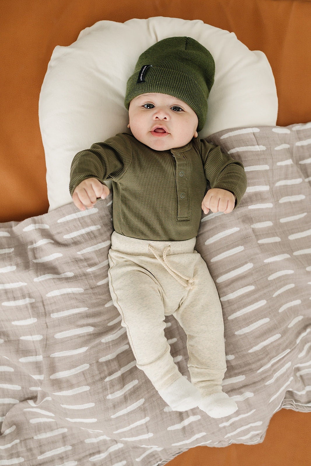 Winter Green Organic Snap Long Sleeve Ribbed Bodysuit  Mebie Baby   