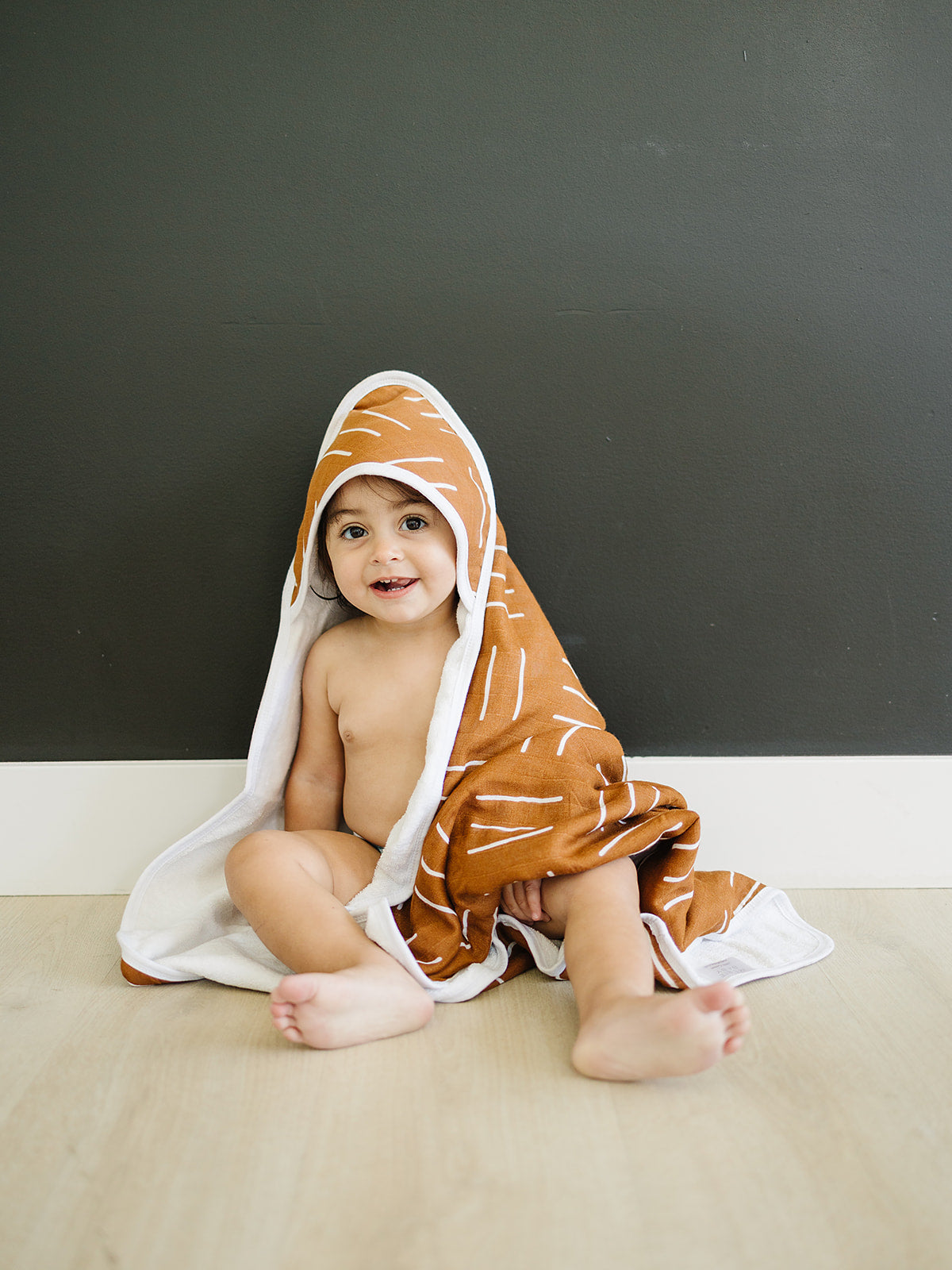 Mustard Mudcloth Muslin Hooded Towel  Mebie Baby   