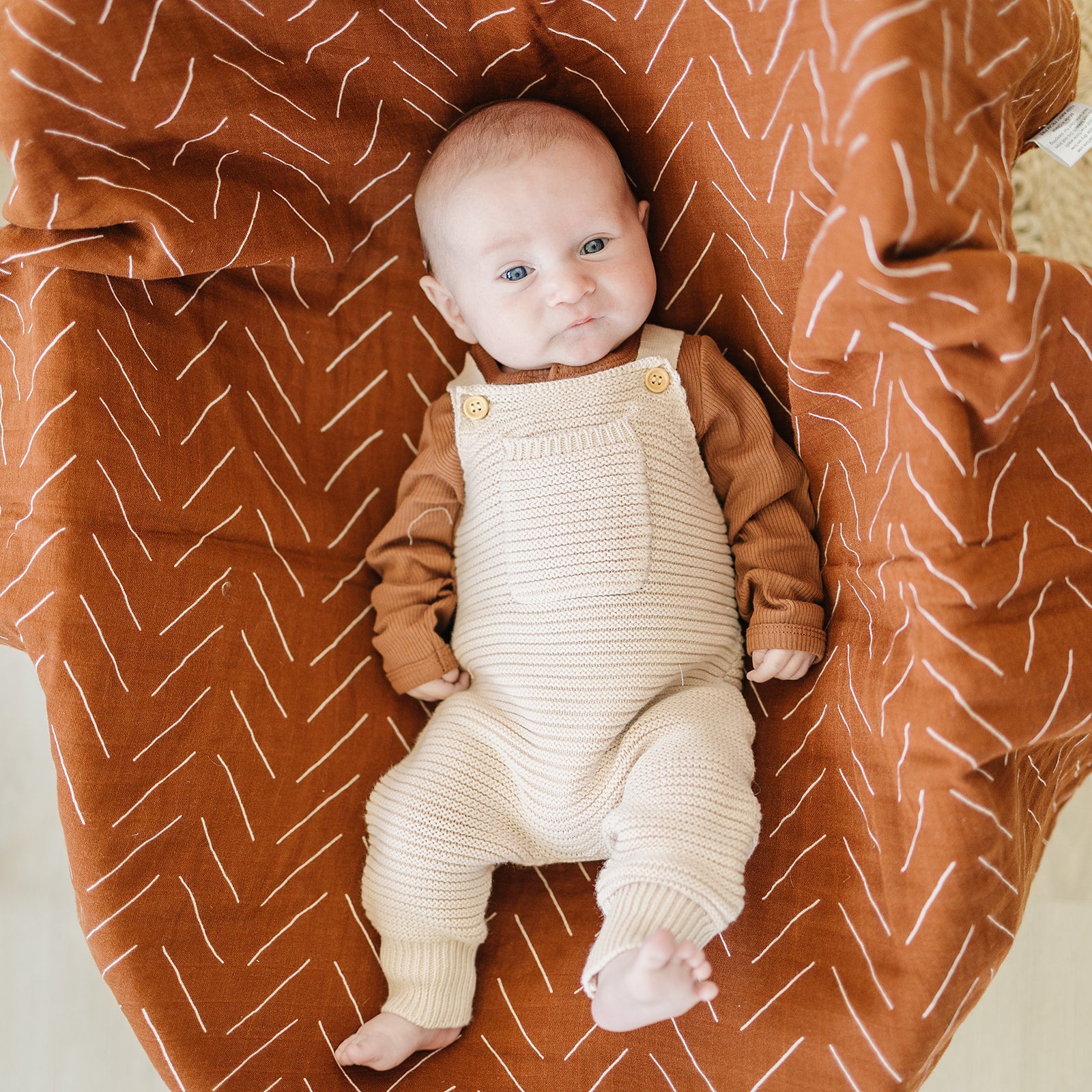 Rust Organic Snap Long Sleeve Ribbed Bodysuit  Mebie Baby   